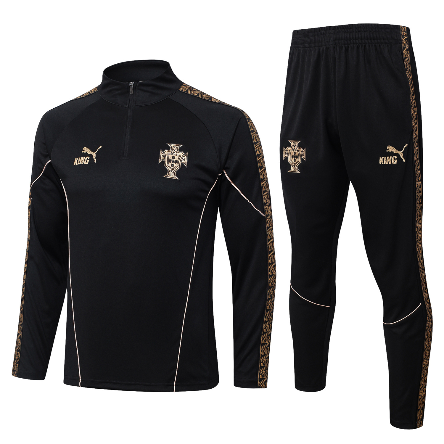 TKH-turbokithub-Portugal 2026 Long Sleeve Training Set - Gold Lines Black Top & Pants