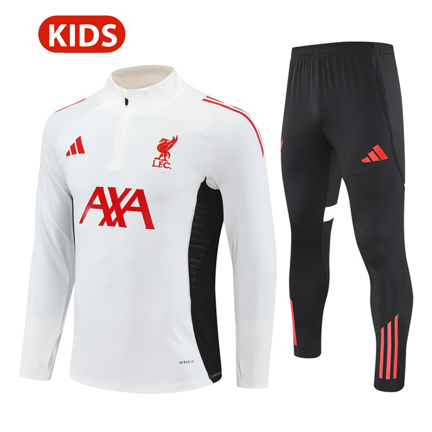 TKH-turbokithub-Liver.pool 25-26 Kids Long Sleeve Training Set - White Top & Black Pants