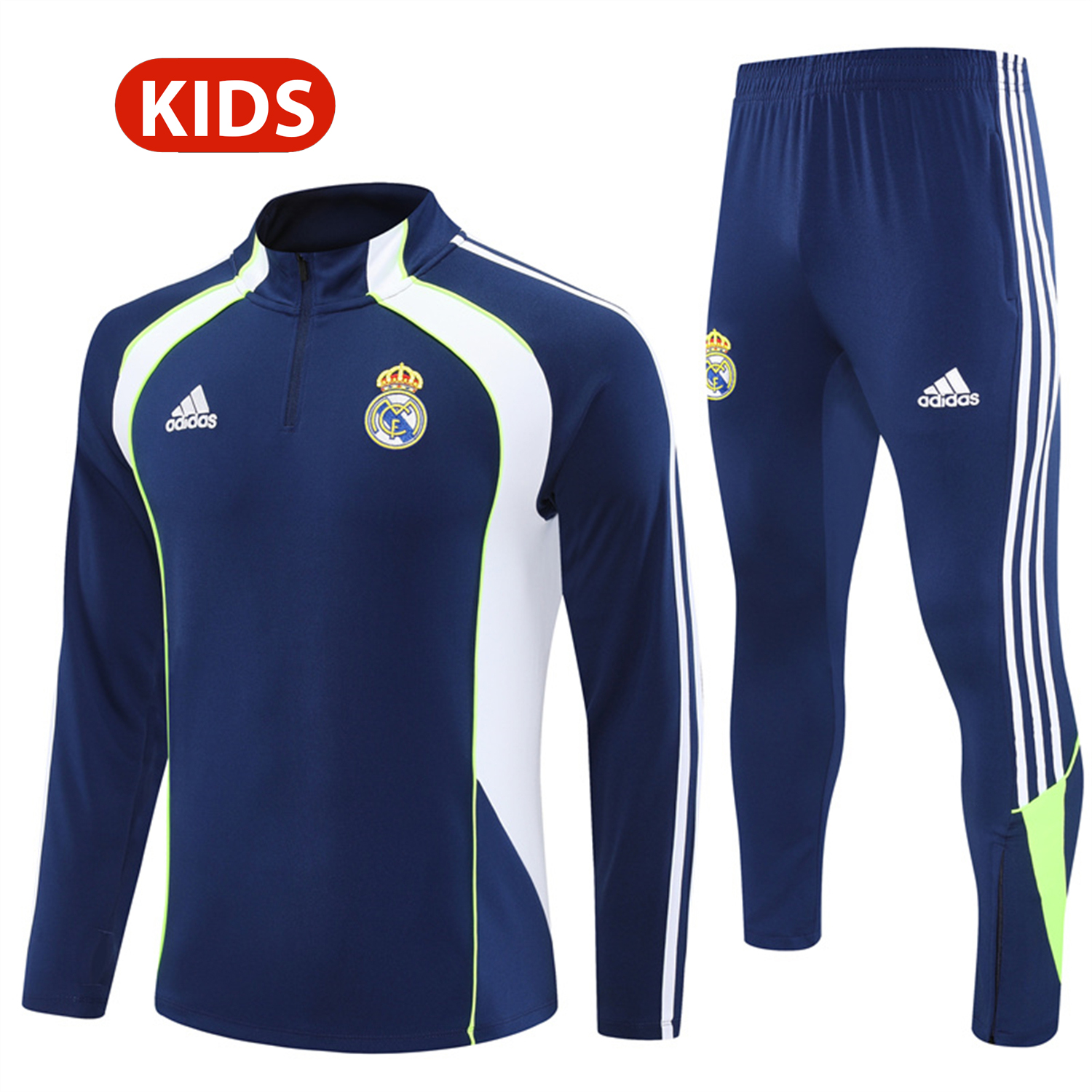 TKH-turbokithub-Real Madrid 25-26 Kids Long Sleeve Training Set - Throwback Royal Blue Top and Pants
