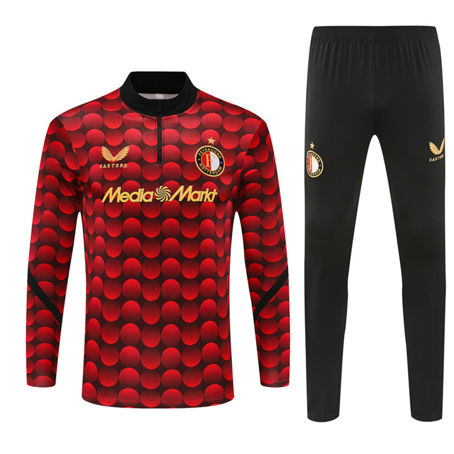 TKH-turbokithub-Feyenoord 25-26 Long Sleeve Training Set - Red Top & Black Pants