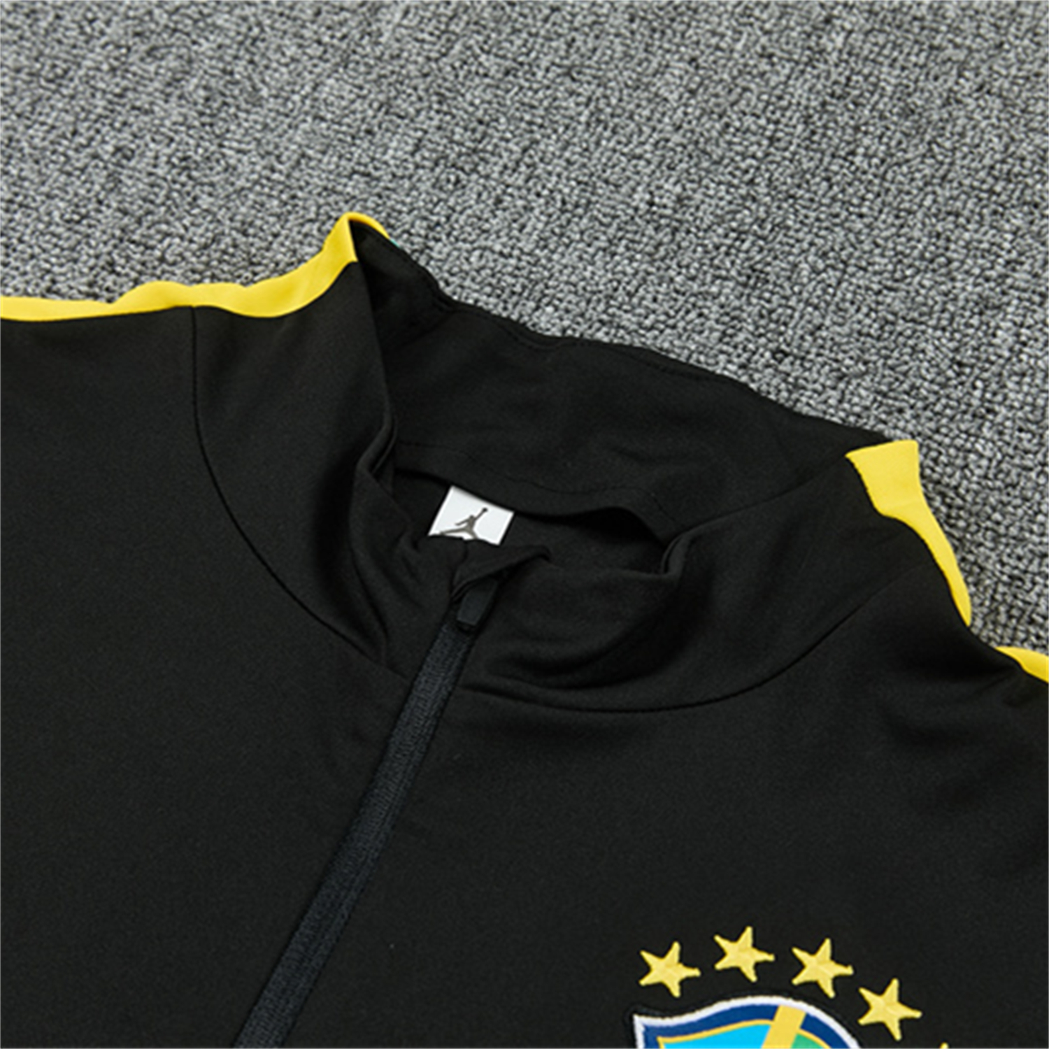 TKH-turbokithub-Brazil X JD 2026 Kids Long Sleeves Training Set - Black Top And Black Yellow Pants