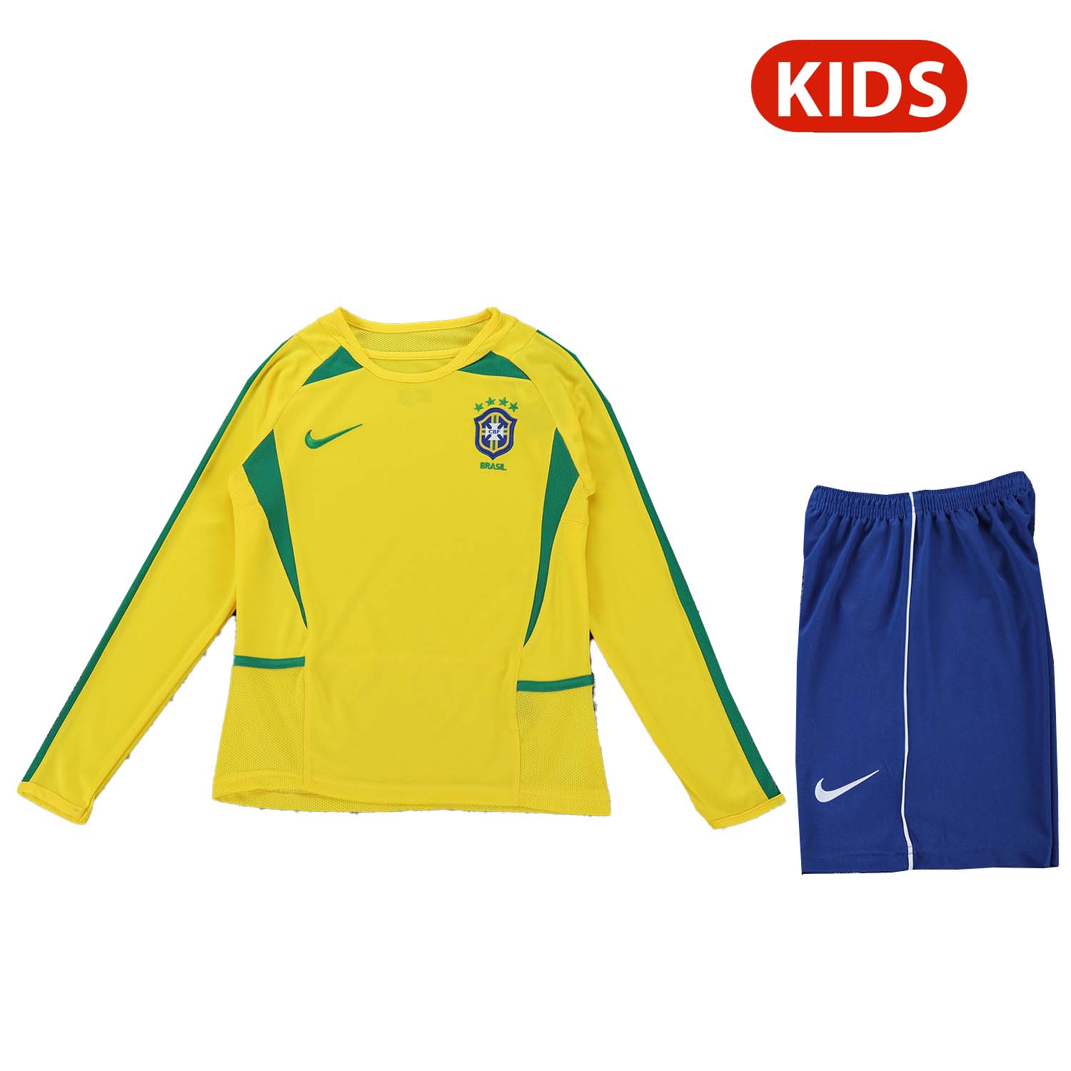 TKH-turbokithub-Retro Brazil 2002 Home Long Sleeves Kids Kit