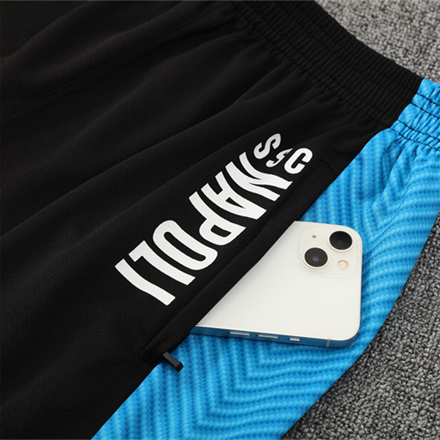 TKH-turbokithub-Napoli 25-26 Kids Short-Sleeve Training Set - Blue Mecha Top & Black Shorts