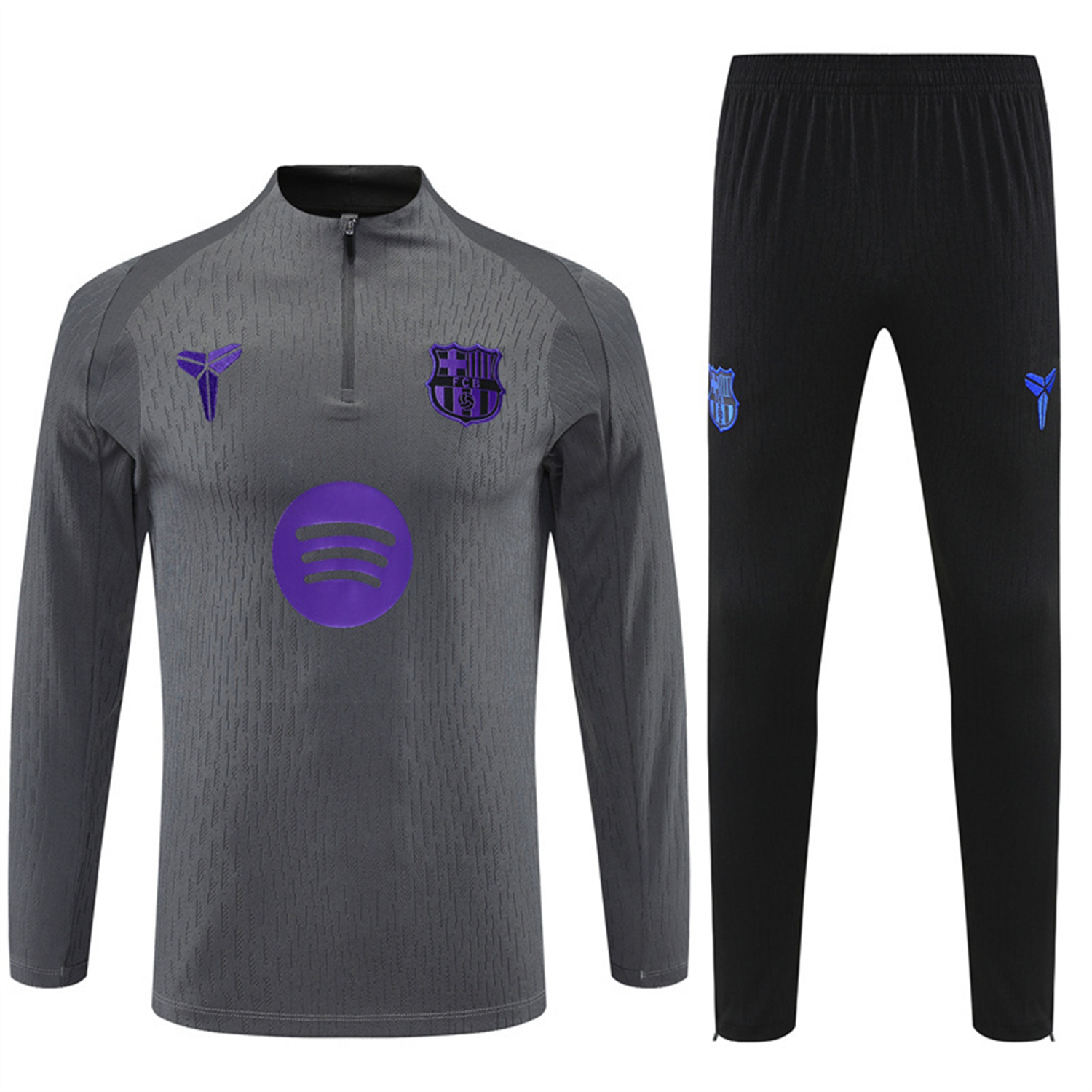 TKH-turbokithub-Barcelona 25-26 Kids Long Sleeve Training Set - Grey Top & Black Pants