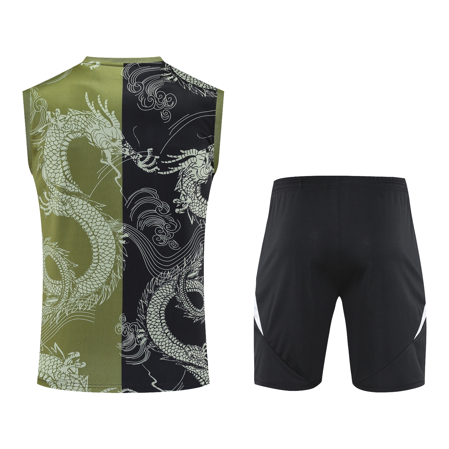 TKH-turbokithub-Real Madrid 25-26 Vest Training Set - Green-Black Dragon Vest & Black-White Shorts