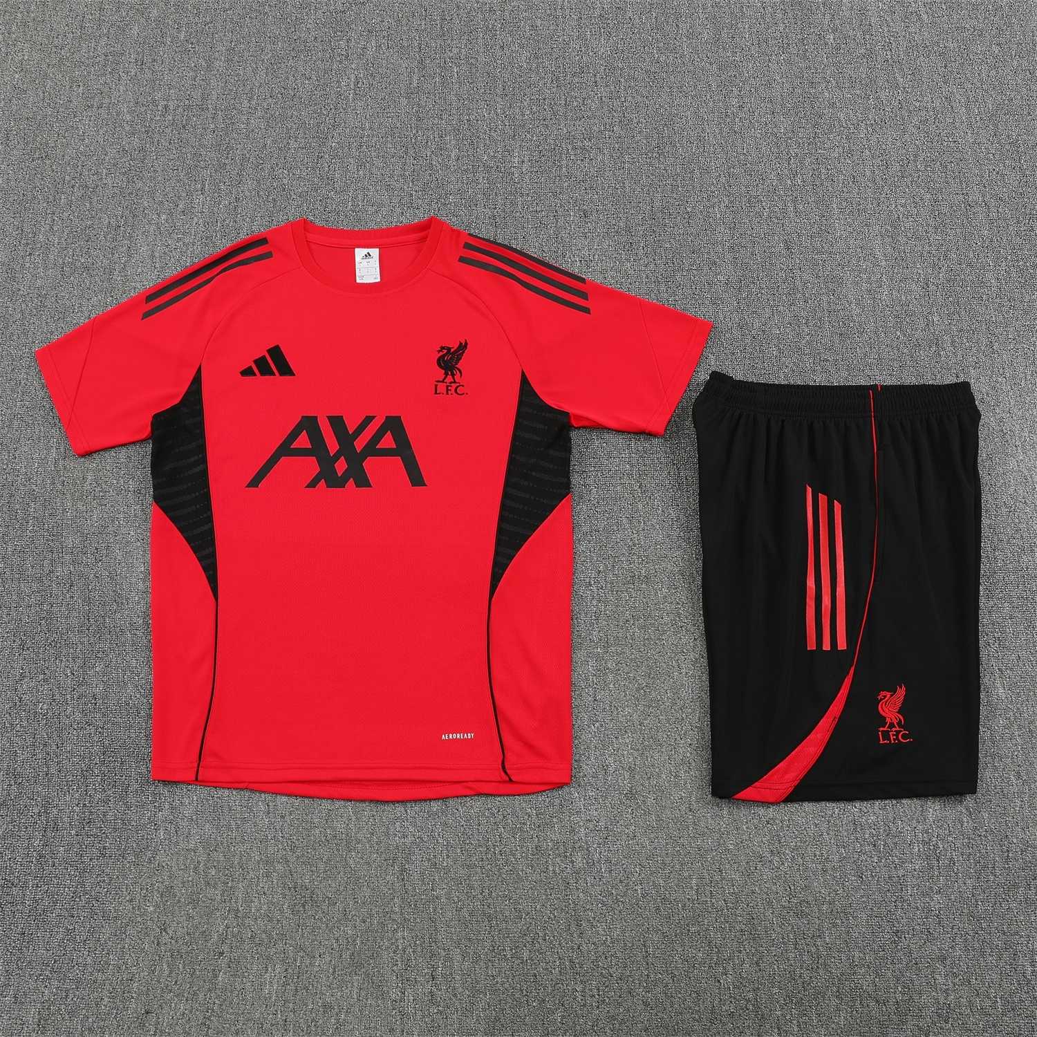 TKH-turbokithub-Liver.pool 25-26 Short-Sleeve Training Set - Red With Black Top & Black Shorts