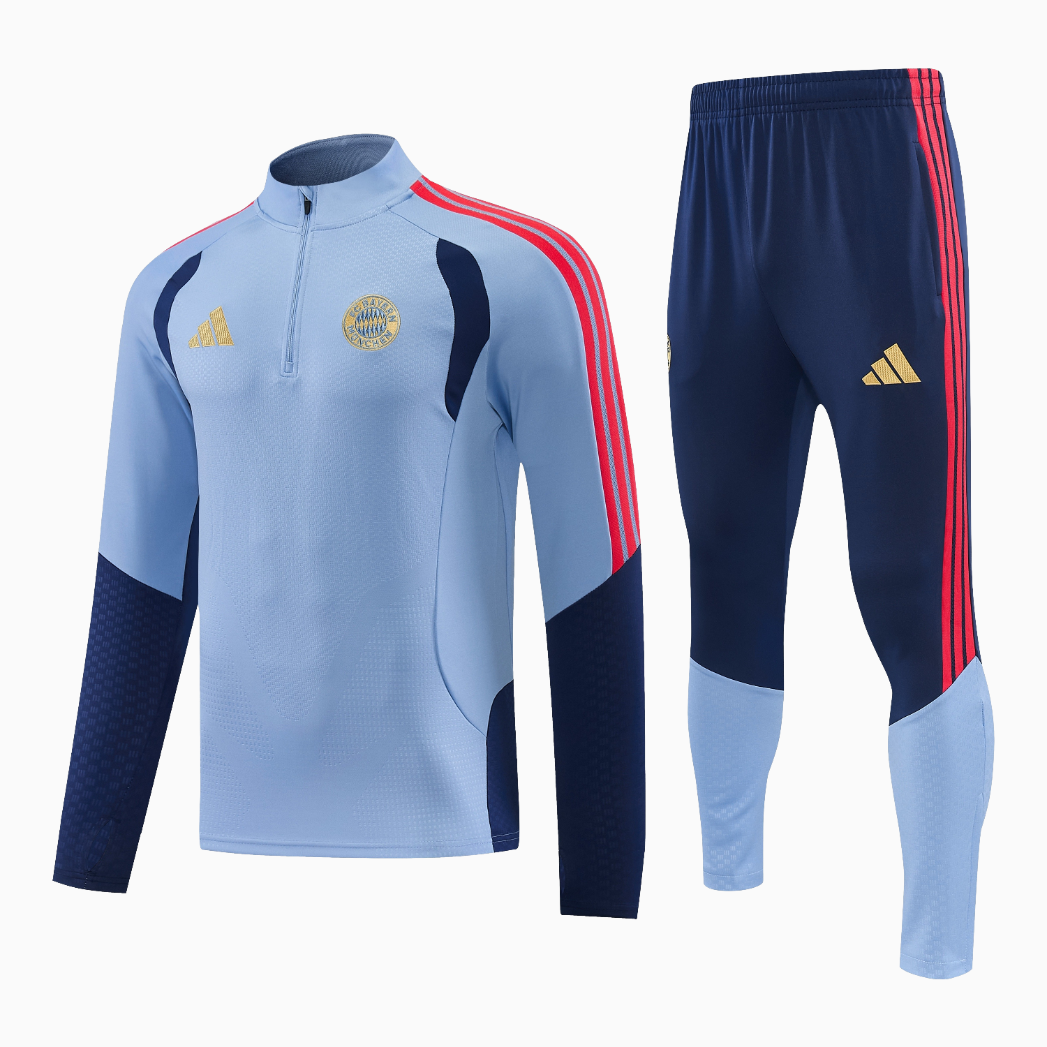 TKH-turbokithub-Bayern Munich 26-27 Long Sleeves Training Set - Light Blue Top and Dark Blue Pants