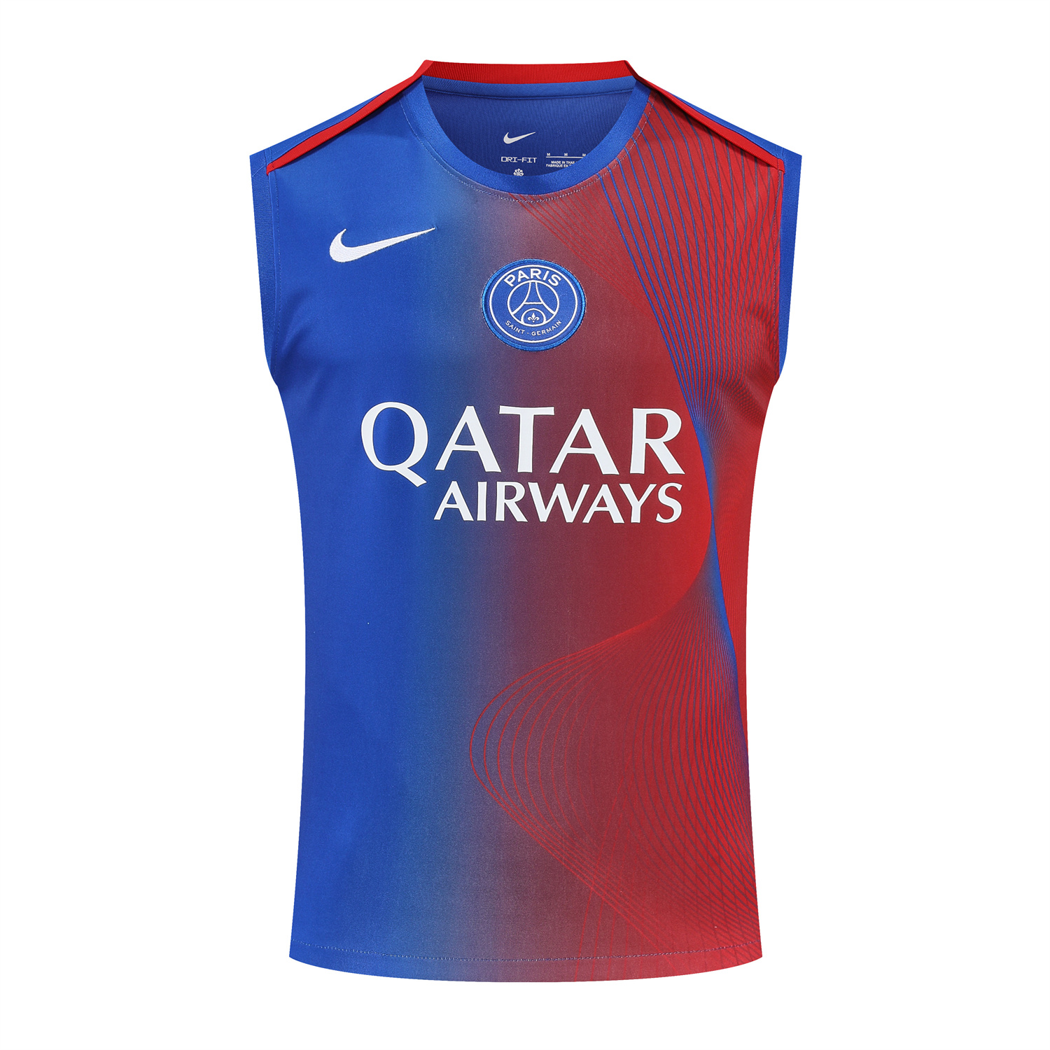 TKH-turbokithub-Paris Saint-Germain PSG 25-26 Vest Training Set - Red And Blue Lines Vest & Blue Shorts
