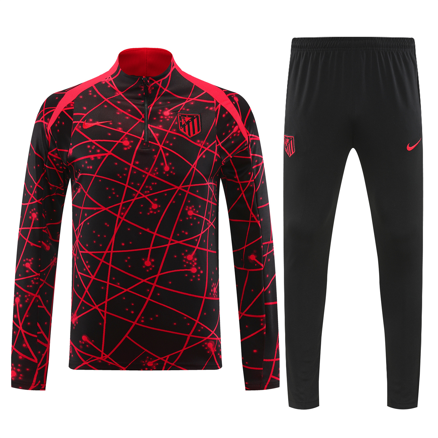 TKH-turbokithub-Atletico Madrid 25-26 Long Sleeves Training Set - Red Top & Black Pants