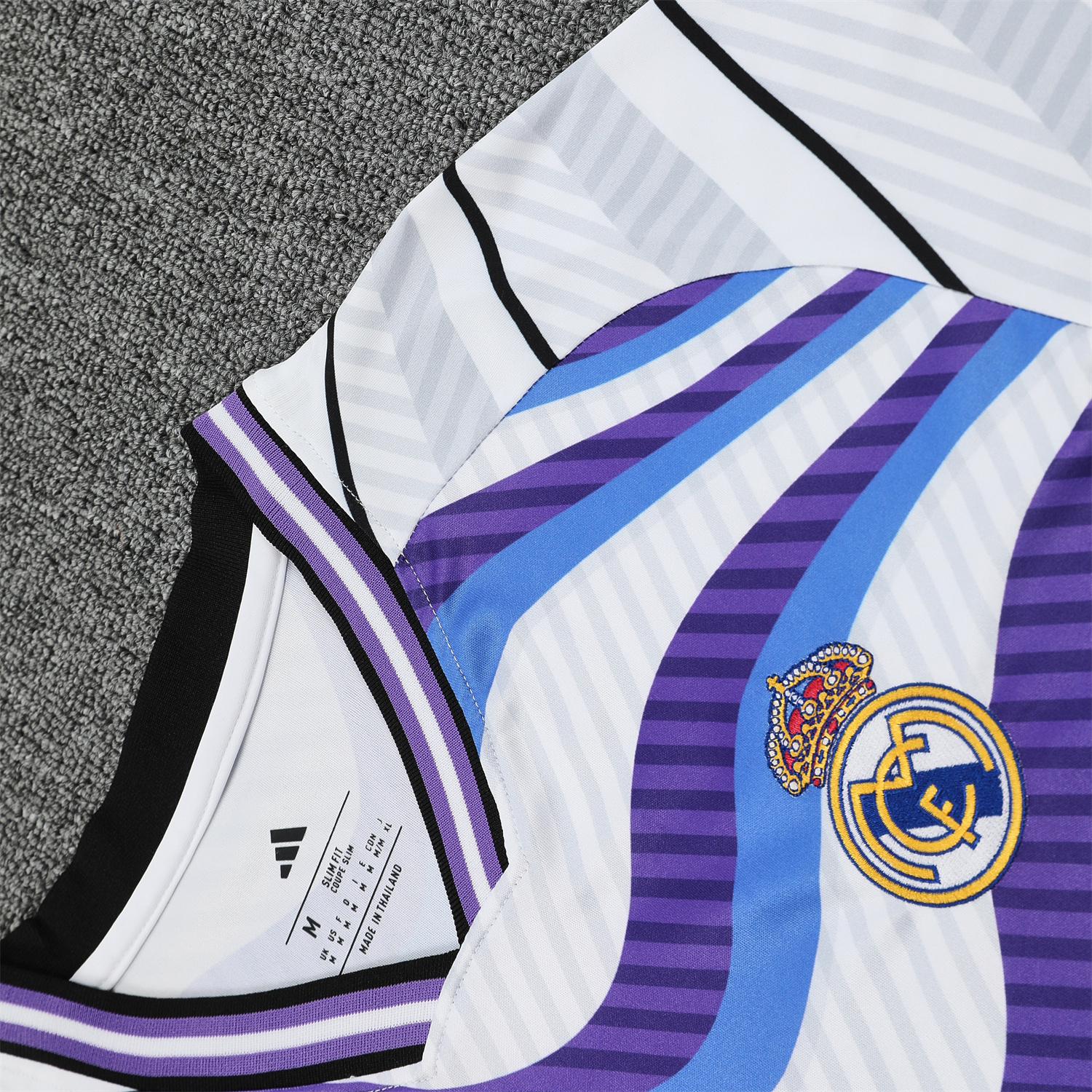 TKH-turbokithub-Real Madrid 25-26 Short-Sleeve Training Set - Blue Purple Curve Pattern Top & Black Shorts