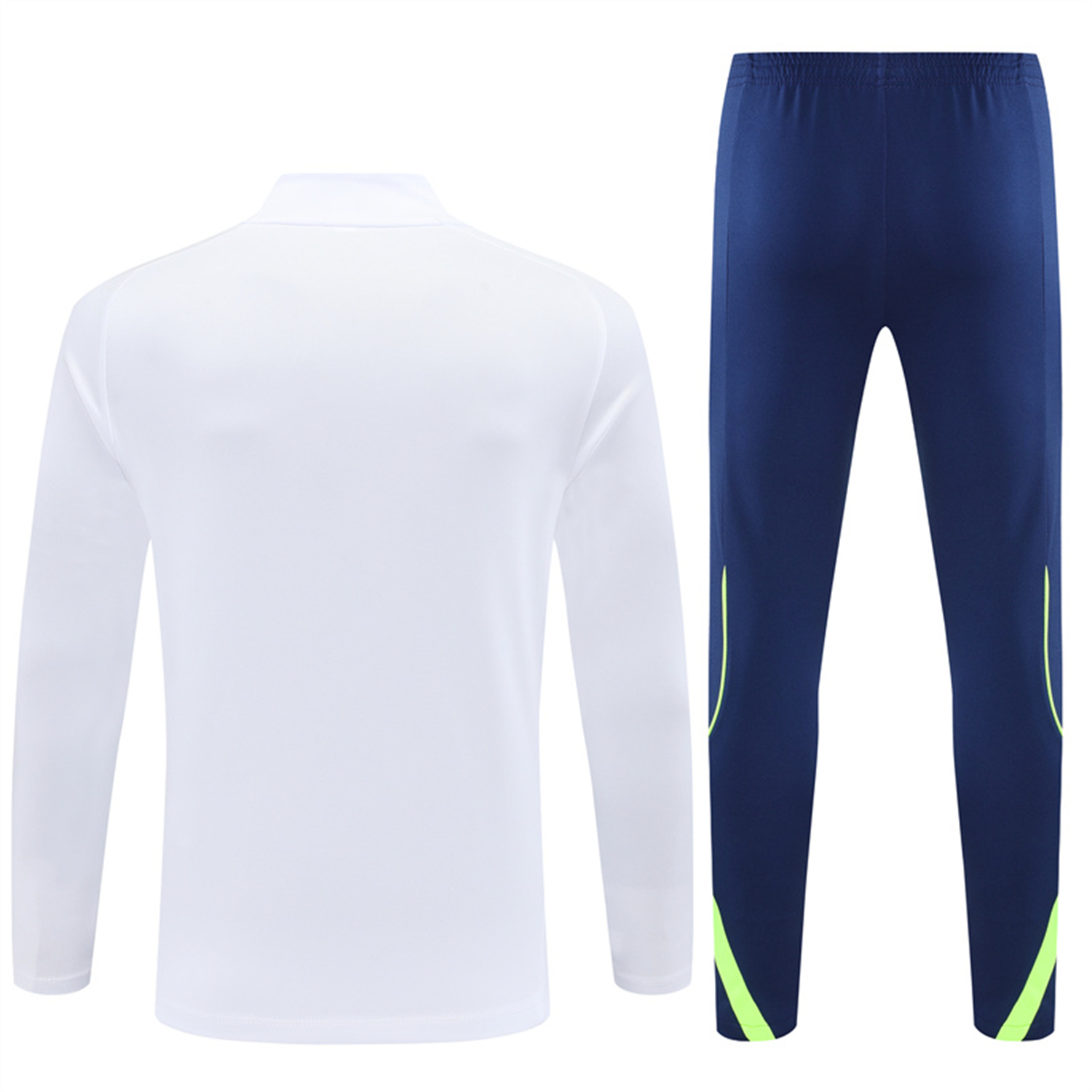 TKH-turbokithub-Real Madrid 25-26 Kids Long Sleeves Training Set - Green Line White Top and Blue Pants