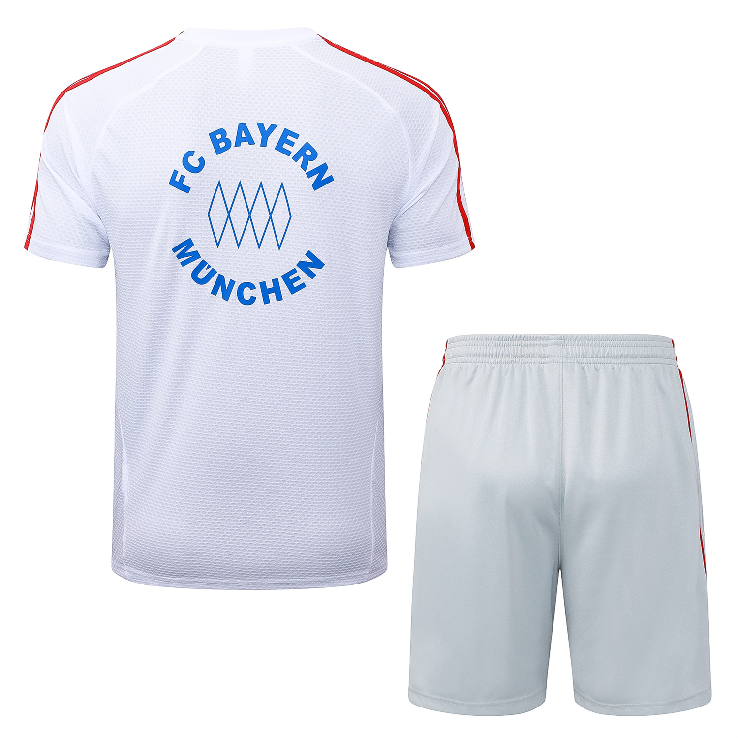 TKH-turbokithub-Bayern Munich 25-26 Short-Sleeve Training Set - White Throwback Top & Grey Shorts