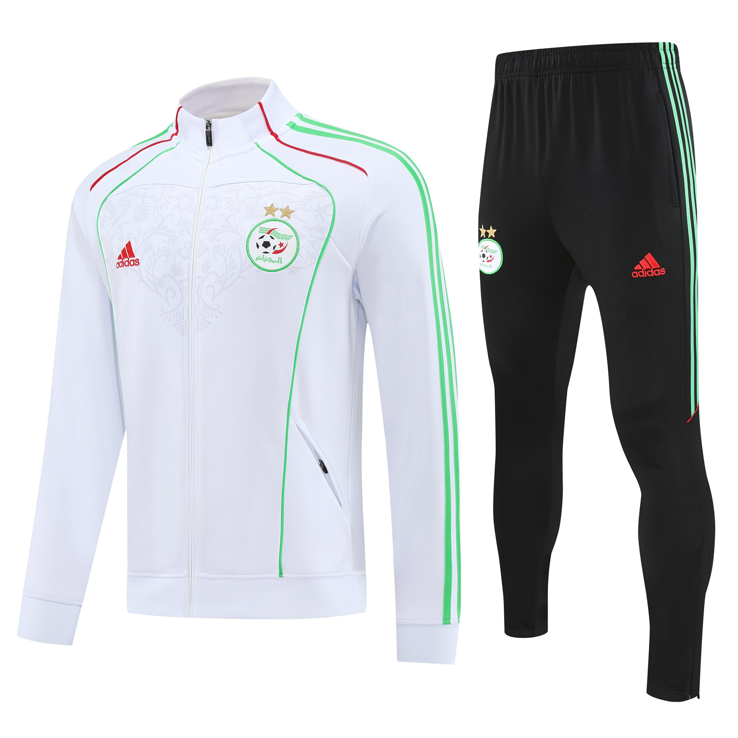 TKH-turbokithub-Algeria 2026 Long Sleeve Training Set - White Top and Black Pants