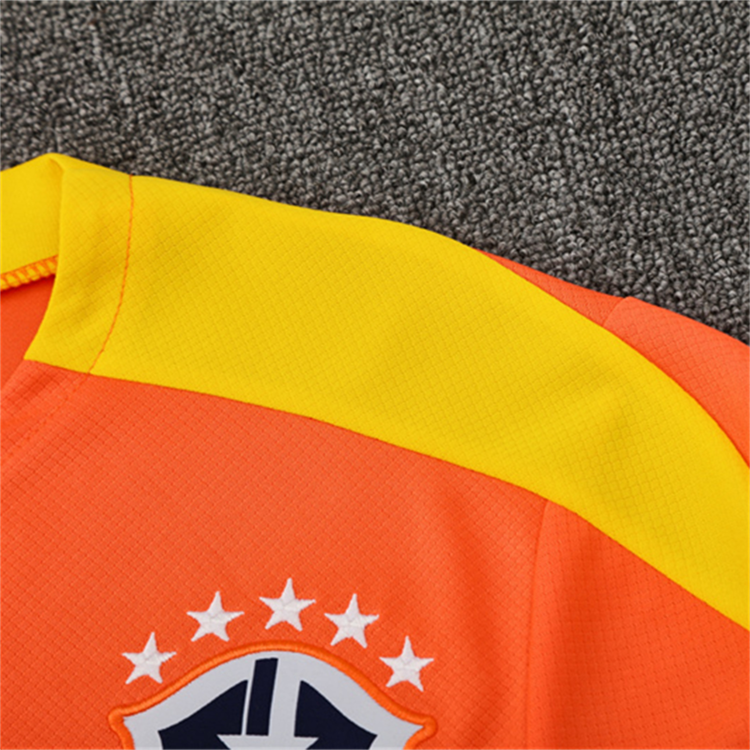 TKH-turbokithub-Brazil 25-26 Kids Short-Sleeve Training Set - Orange Top & Black Shorts