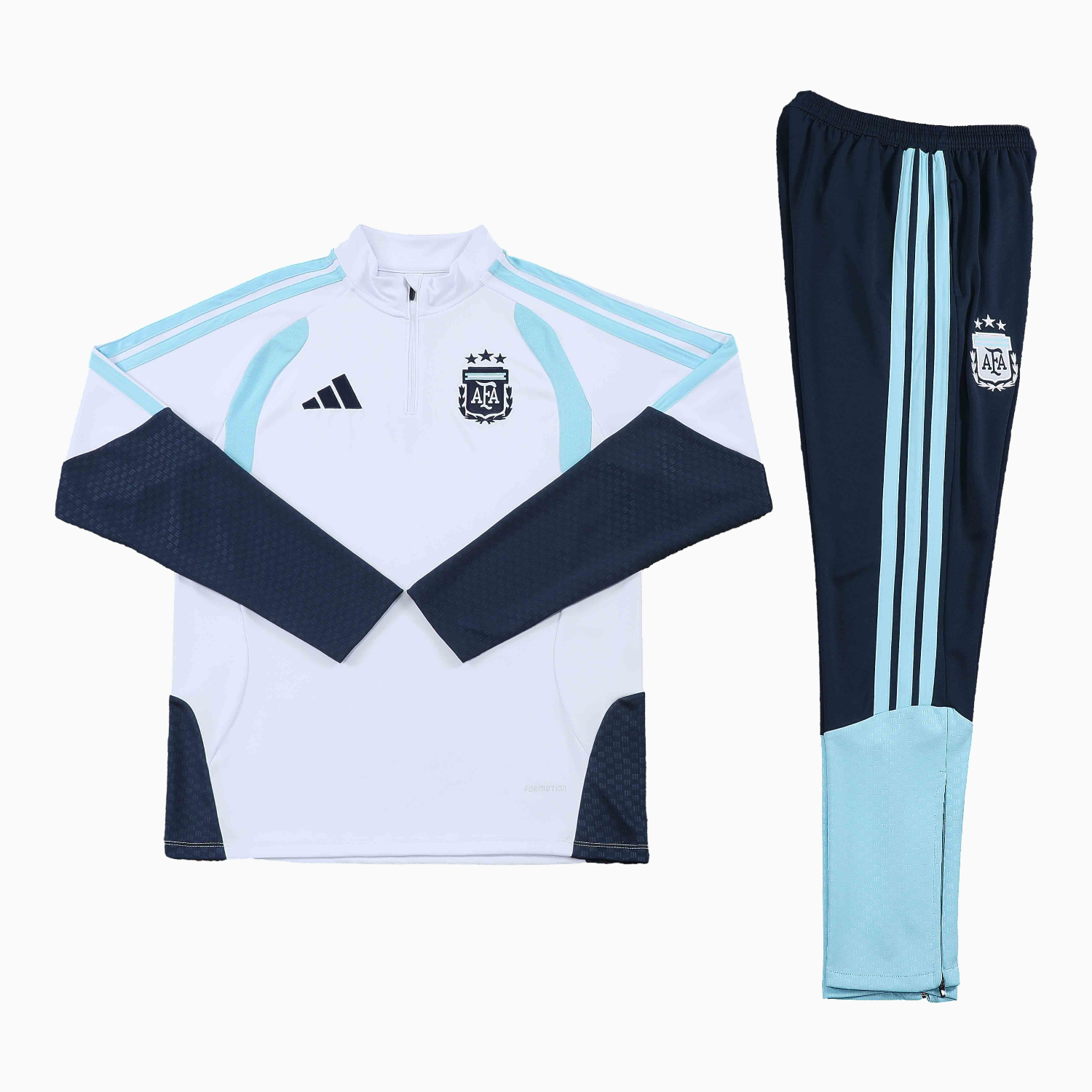 TKH-turbokithub-Argentina 2026 Kids Long Sleeve Training Set - White Top & Black Pants