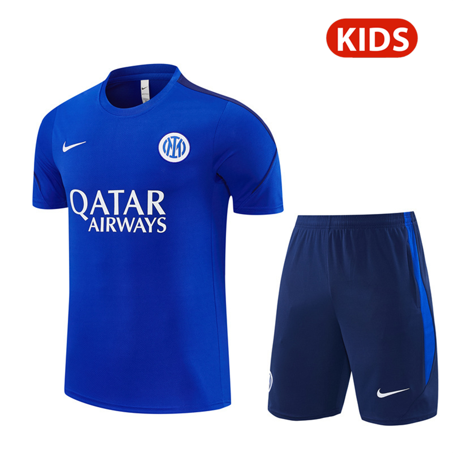 TKH-turbokithub-Inter Milan 26-27 Short-Sleeve Kids Training Set - Ocean Blue Top & Deep Blue Shorts