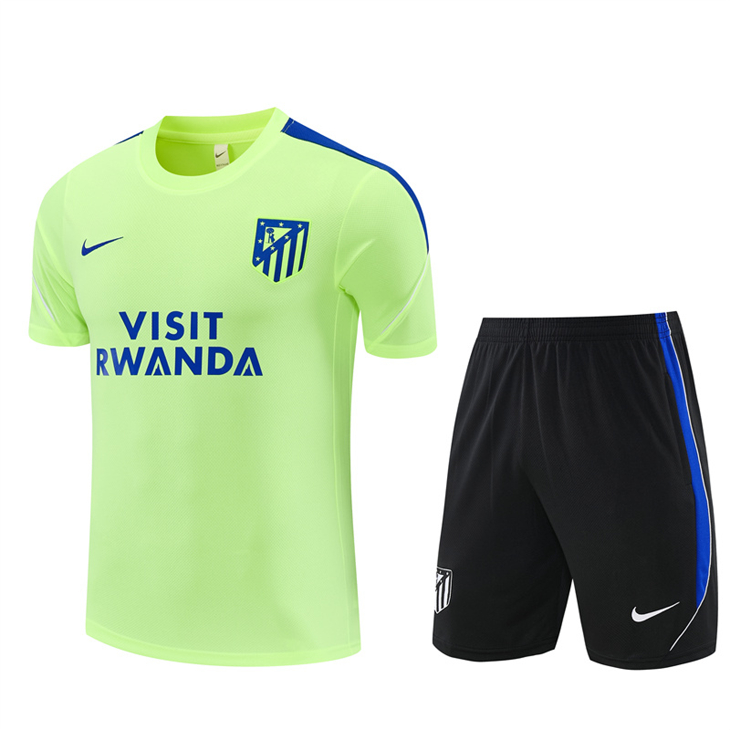 TKH-turbokithub-Atletico Madrid 26-27 Short-Sleeve Training Set - Green Top and Black Shorts