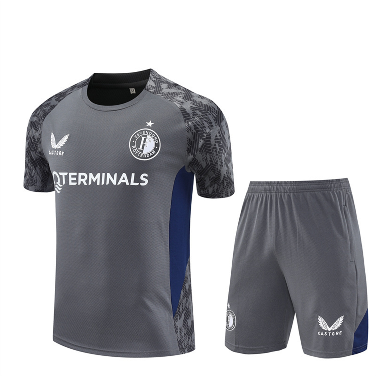 TKH-turbokithub-Feyenoord 25-26 Short-Sleeve Training Set - Dark Gray Top & Dark Gray Shorts