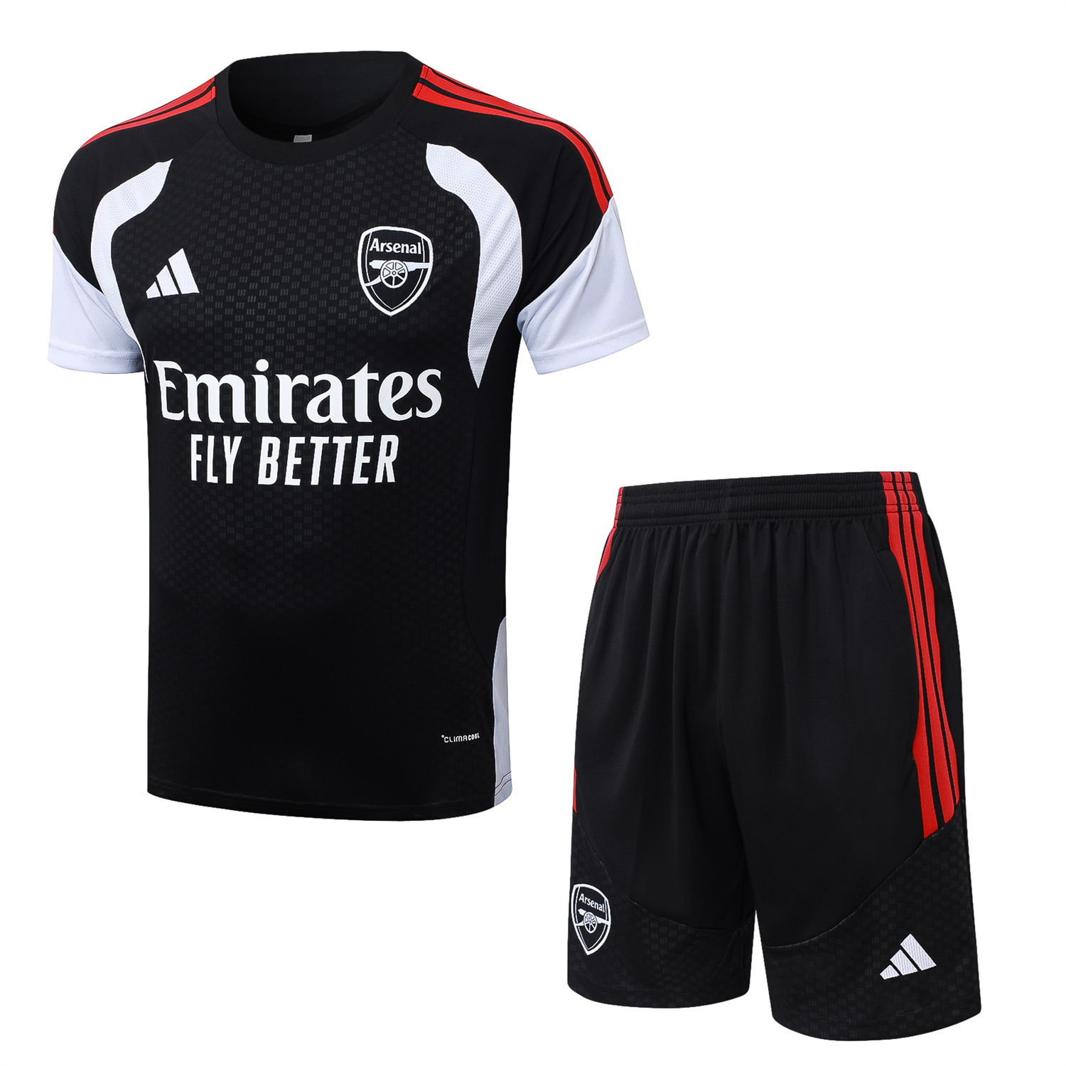 TKH-turbokithub-Arsenal 26-27 Short-Sleeve Training Set - Red Edge Black Top & Shorts