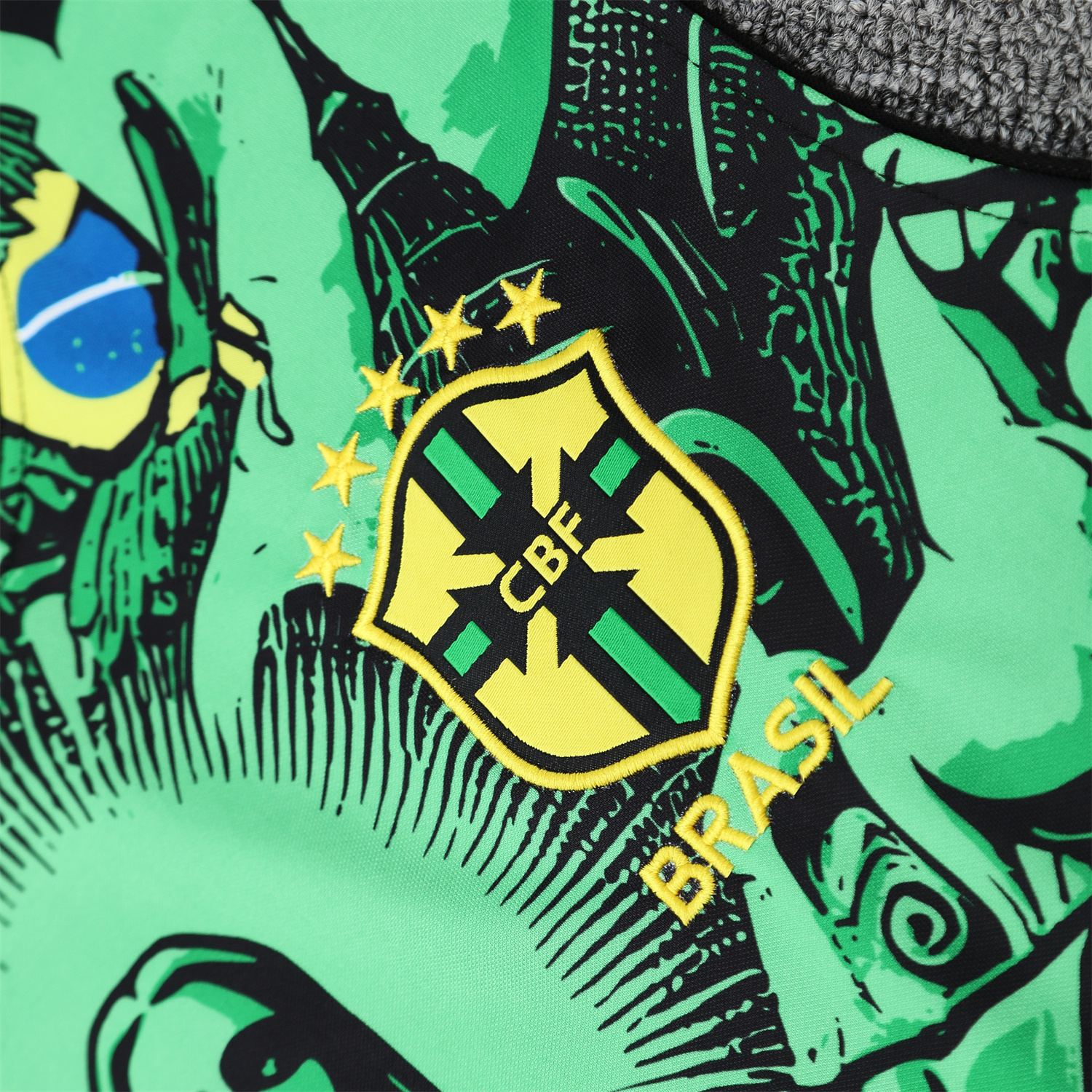 TKH-turbokithub-Brazil 25-26 Green Jesus Statue Vest Training Set - Green Vest & Black Shorts