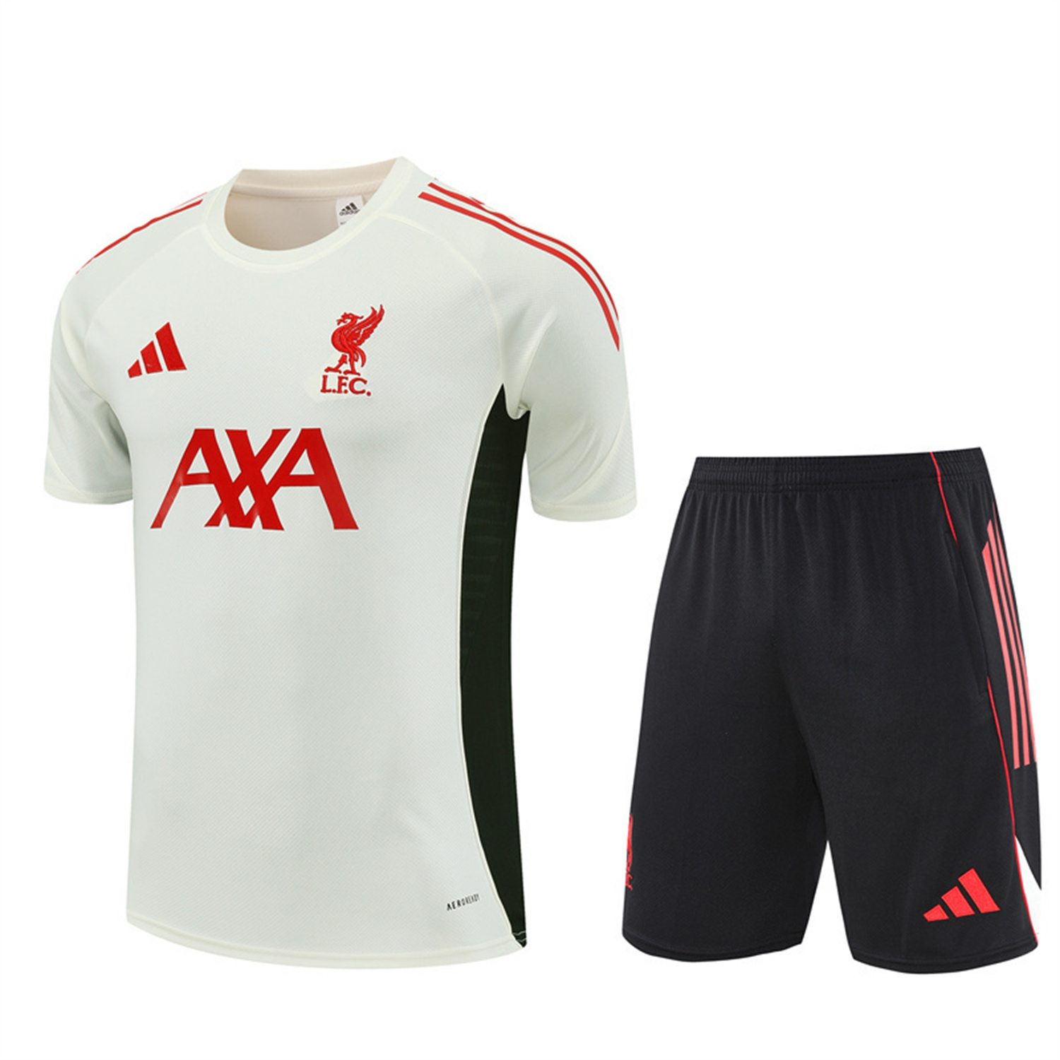 TKH-turbokithub-Liver.pool 25-26 Short-Sleeve Training Set Off White Top & Black Shorts