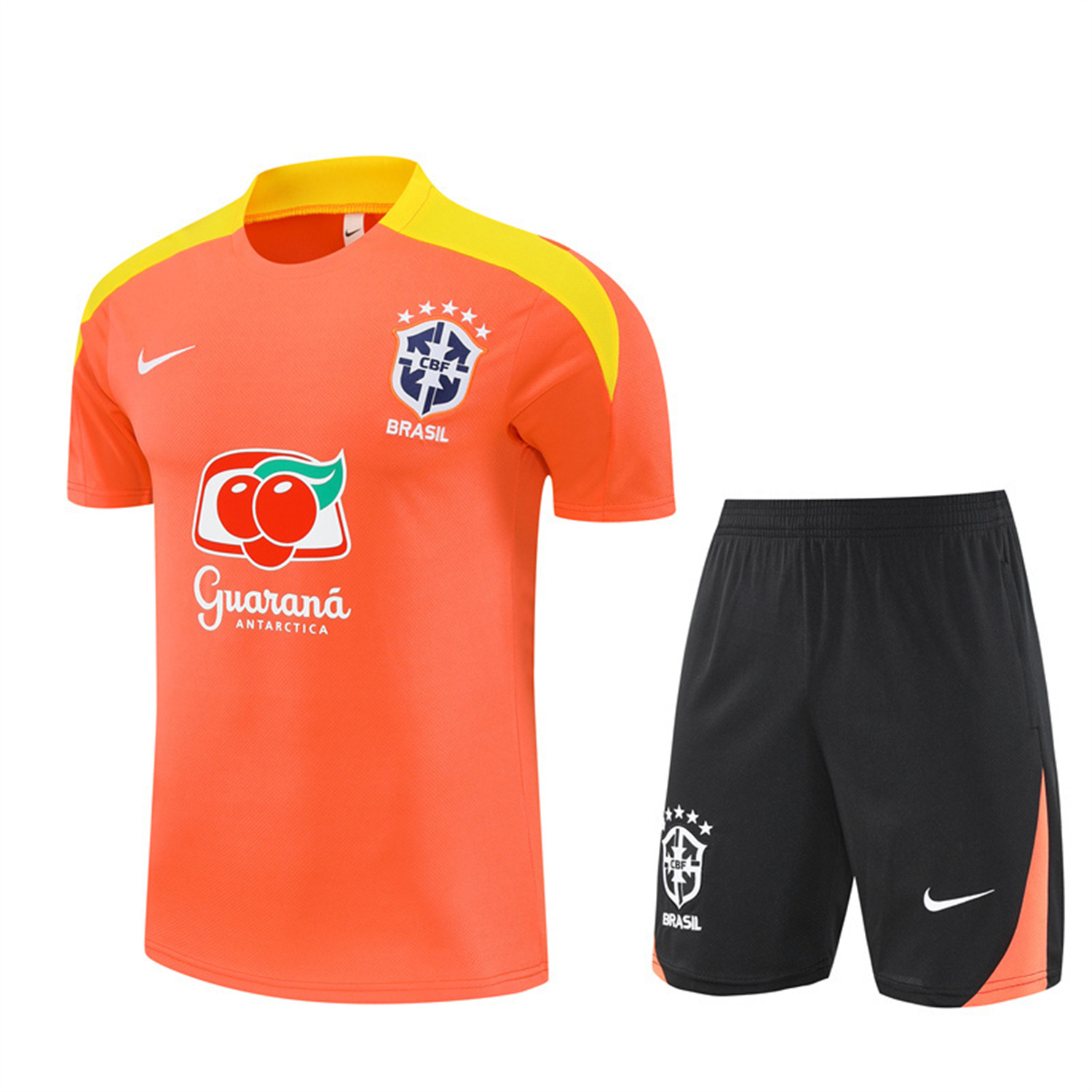 TKH-turbokithub-Brazil 25-26 Short-Sleeve Training Set - Orange Top & Black Shorts