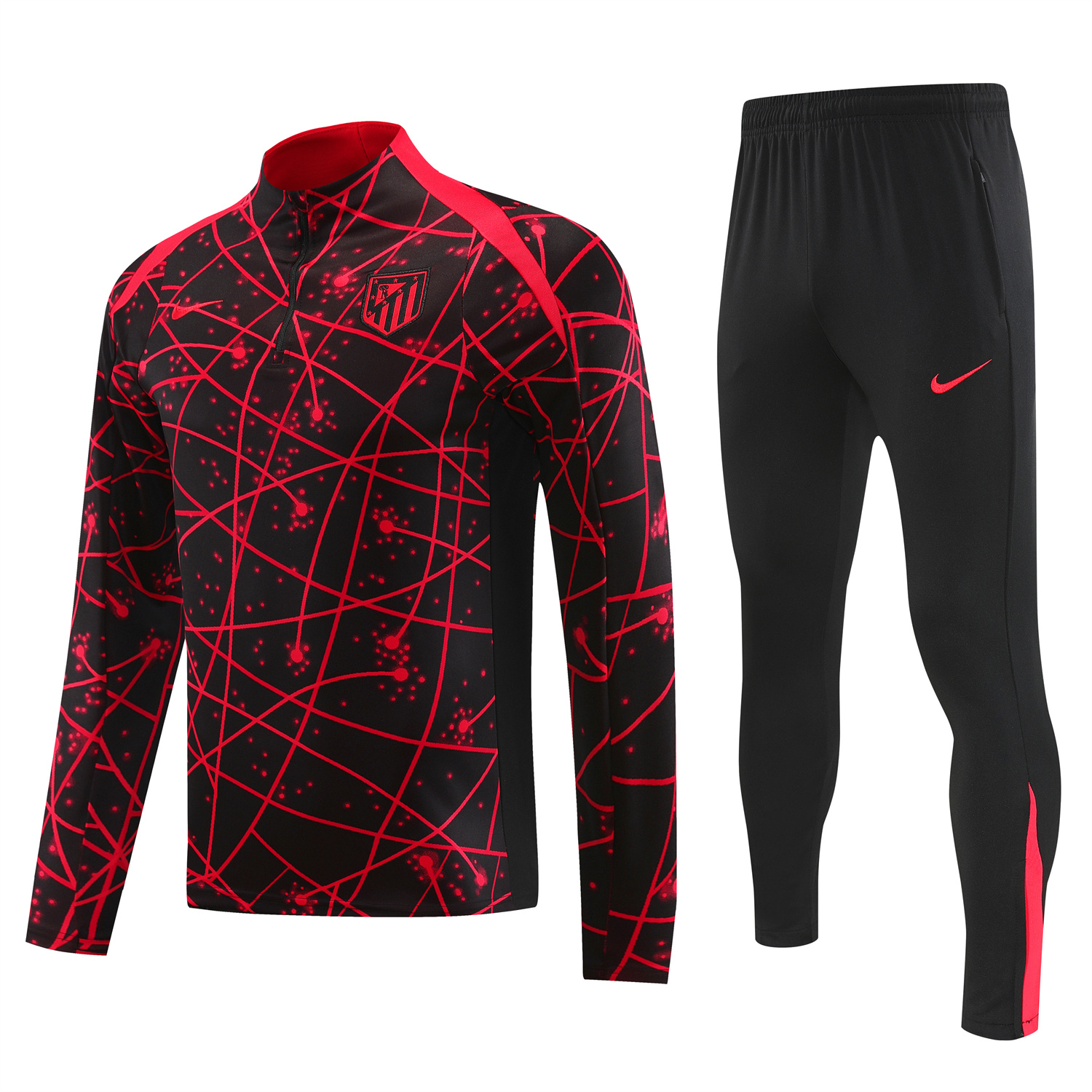 TKH-turbokithub-Atletico Madrid 25-26 Long Sleeves Training Set - Red Top & Black Pants