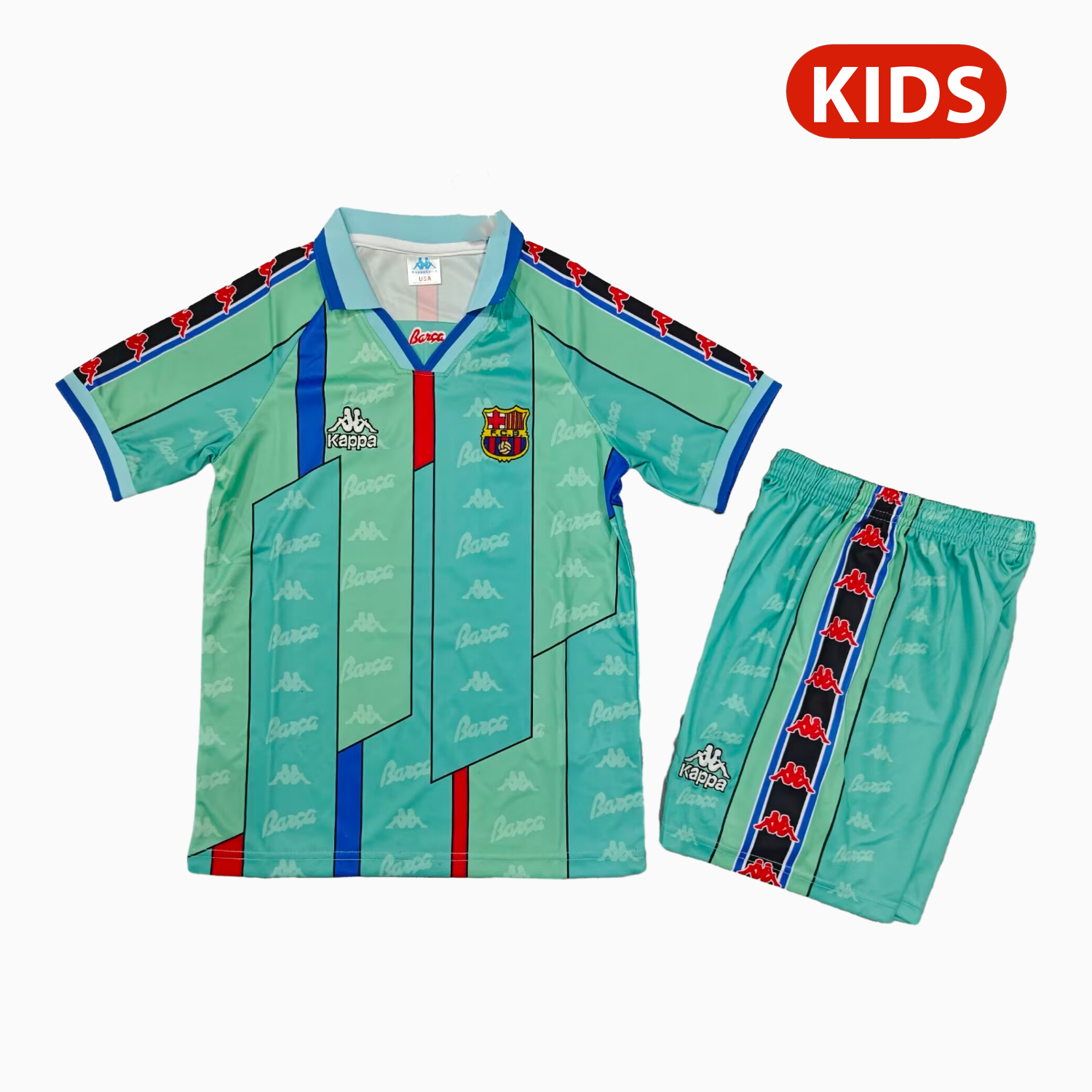 TKH-turbokithub-Retro Barcelona 1996-97 Away Kids Kit
