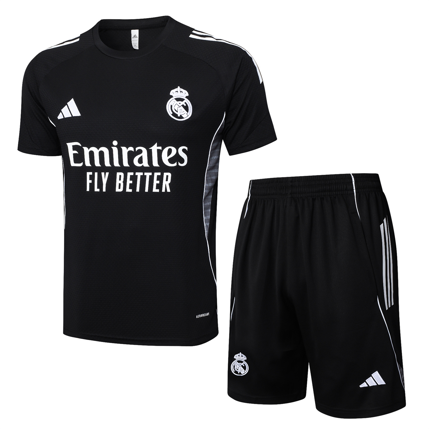 TKH-turbokithub-Real Madrid 25-26 Short-Sleeve Training Set - Black Top and Black Shorts