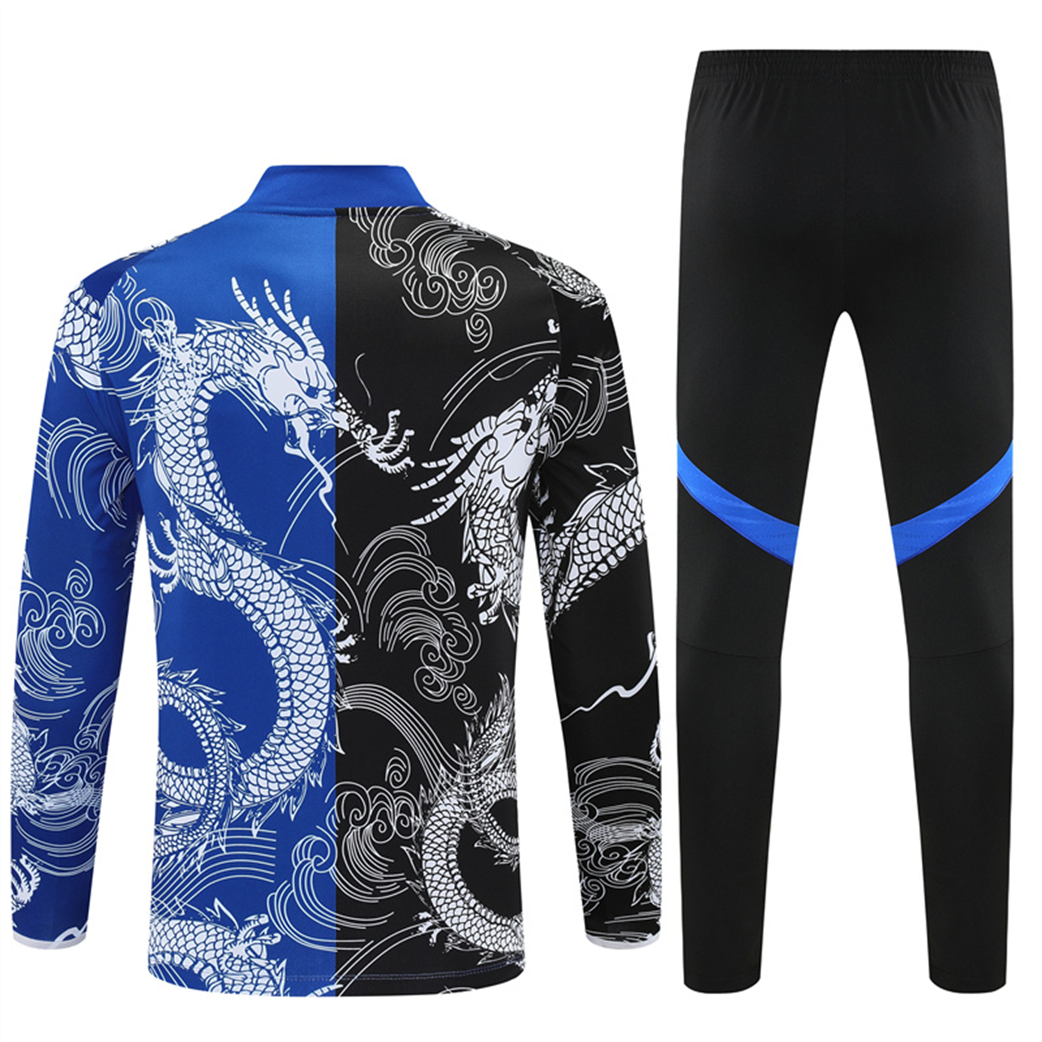 TKH-turbokithub-Real Madrid 25-26 Long Sleeve Training Set - White Loong Black Blue Top and Black Pants