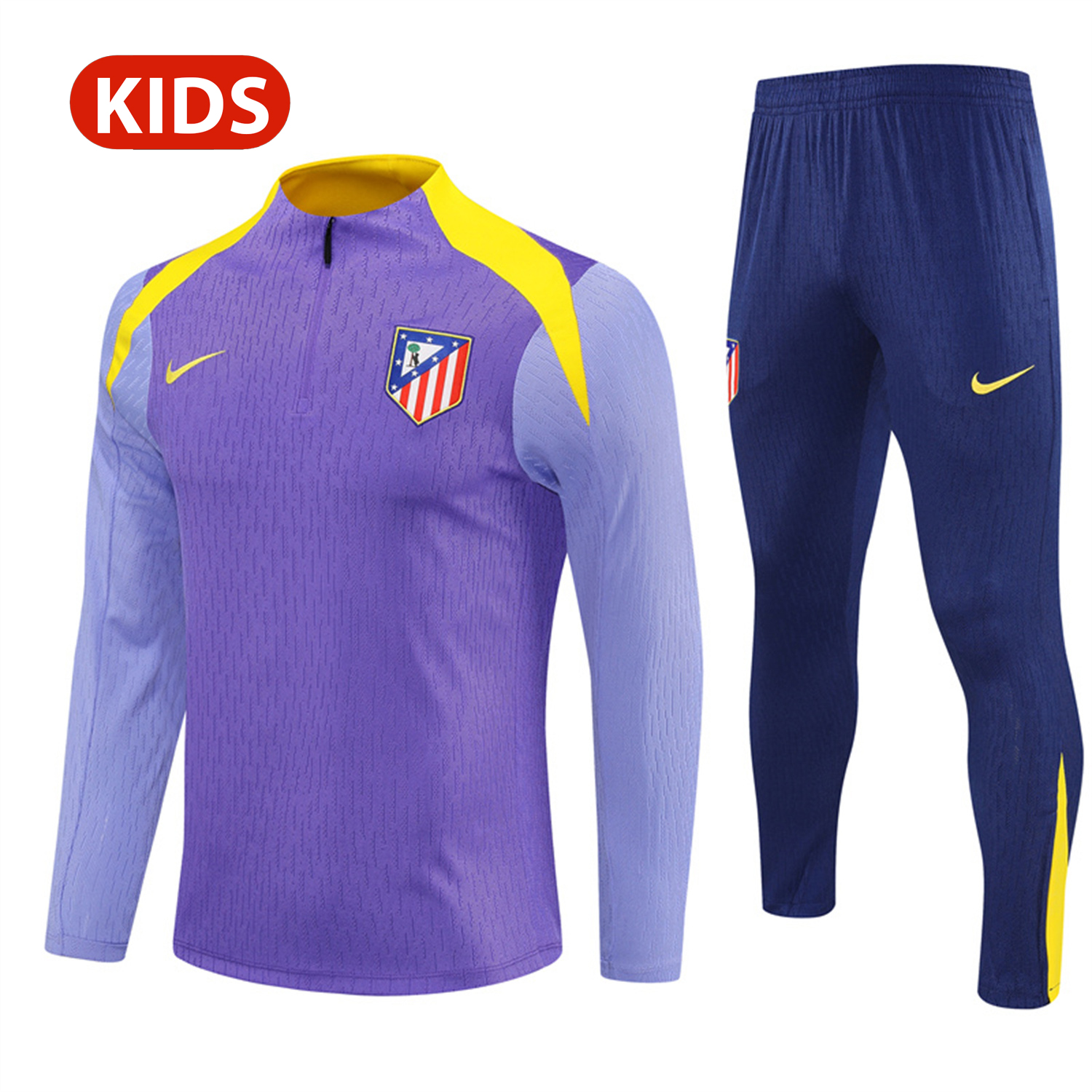 TKH-turbokithub-Atletico Madrid 25-26 Kid Long Sleeves Training Set - Purple Top & Purple Pants