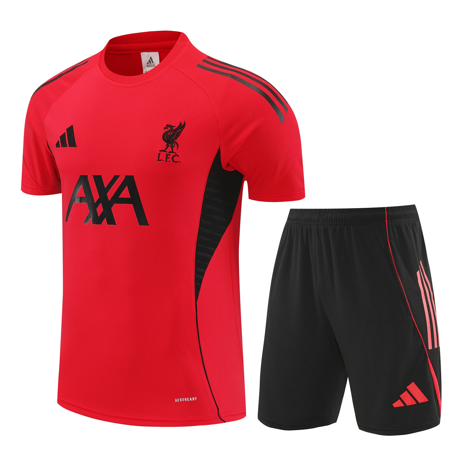 TKH-turbokithub-Liver.pool 25-26 Short-Sleeve Training Set - Red With Black Top & Black Shorts