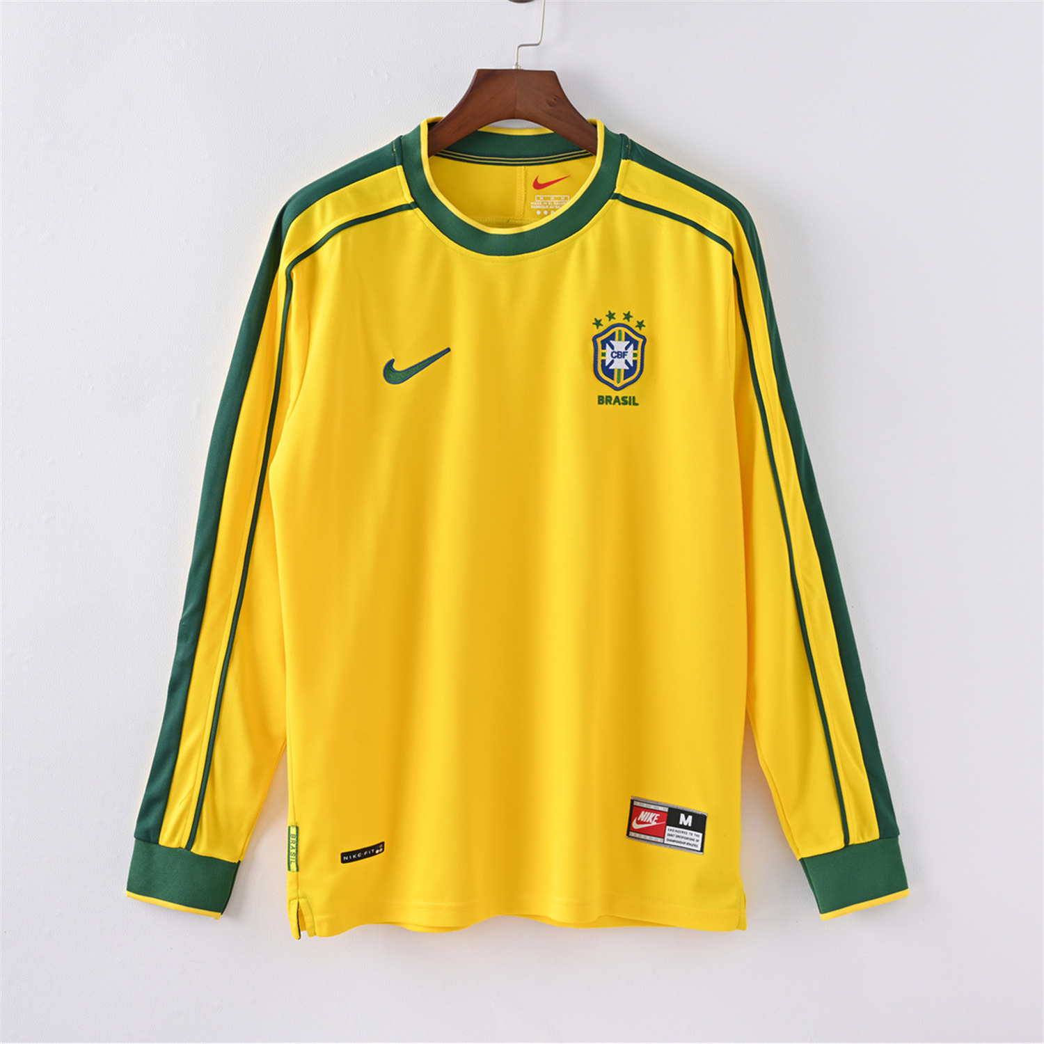TKH-turbokithub-Retro Brazil 1998 Home Long Sleeves Jersey