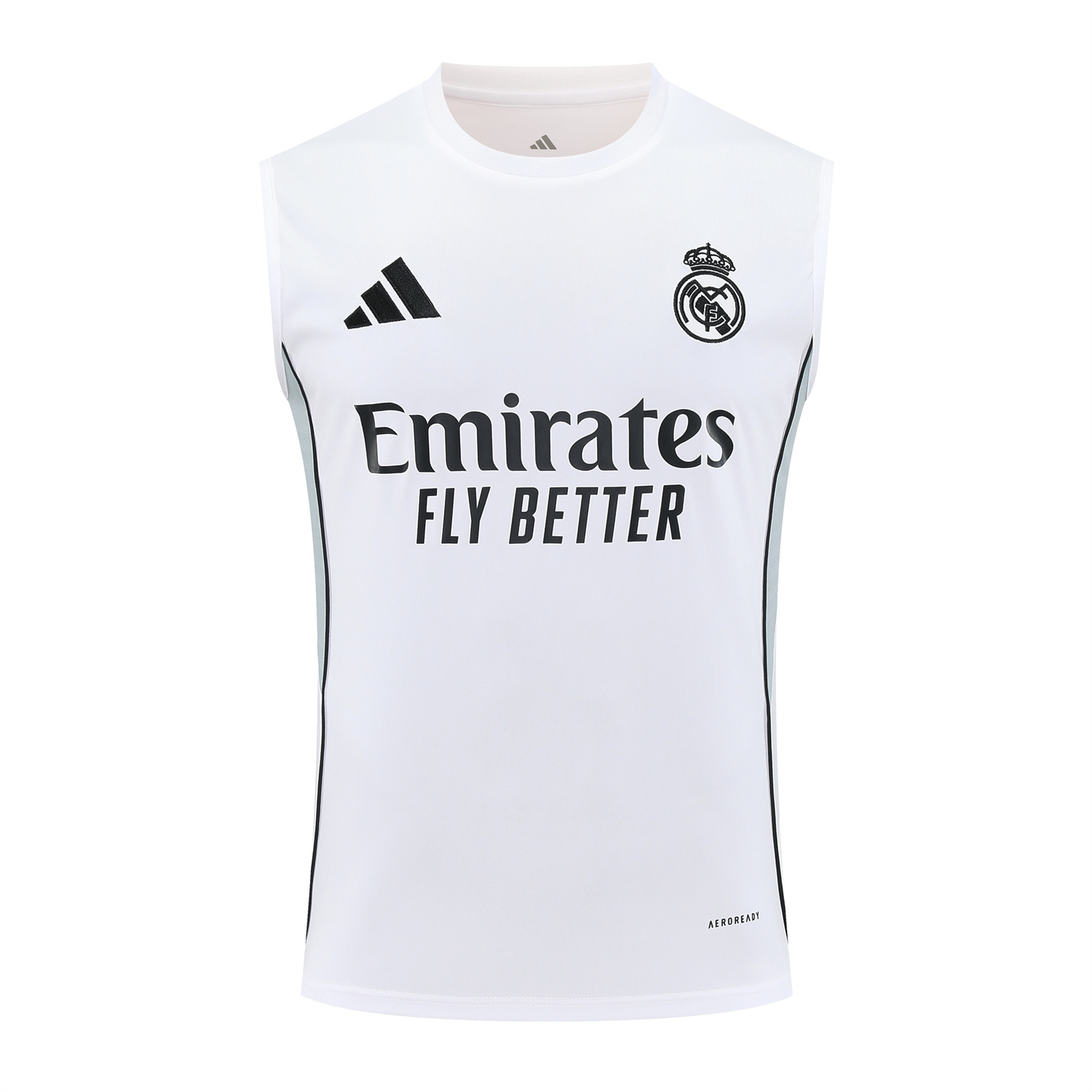 TKH-turbokithub-Real Madrid 25-26 Vest Training Set - Grey And White Vest & Black Shorts