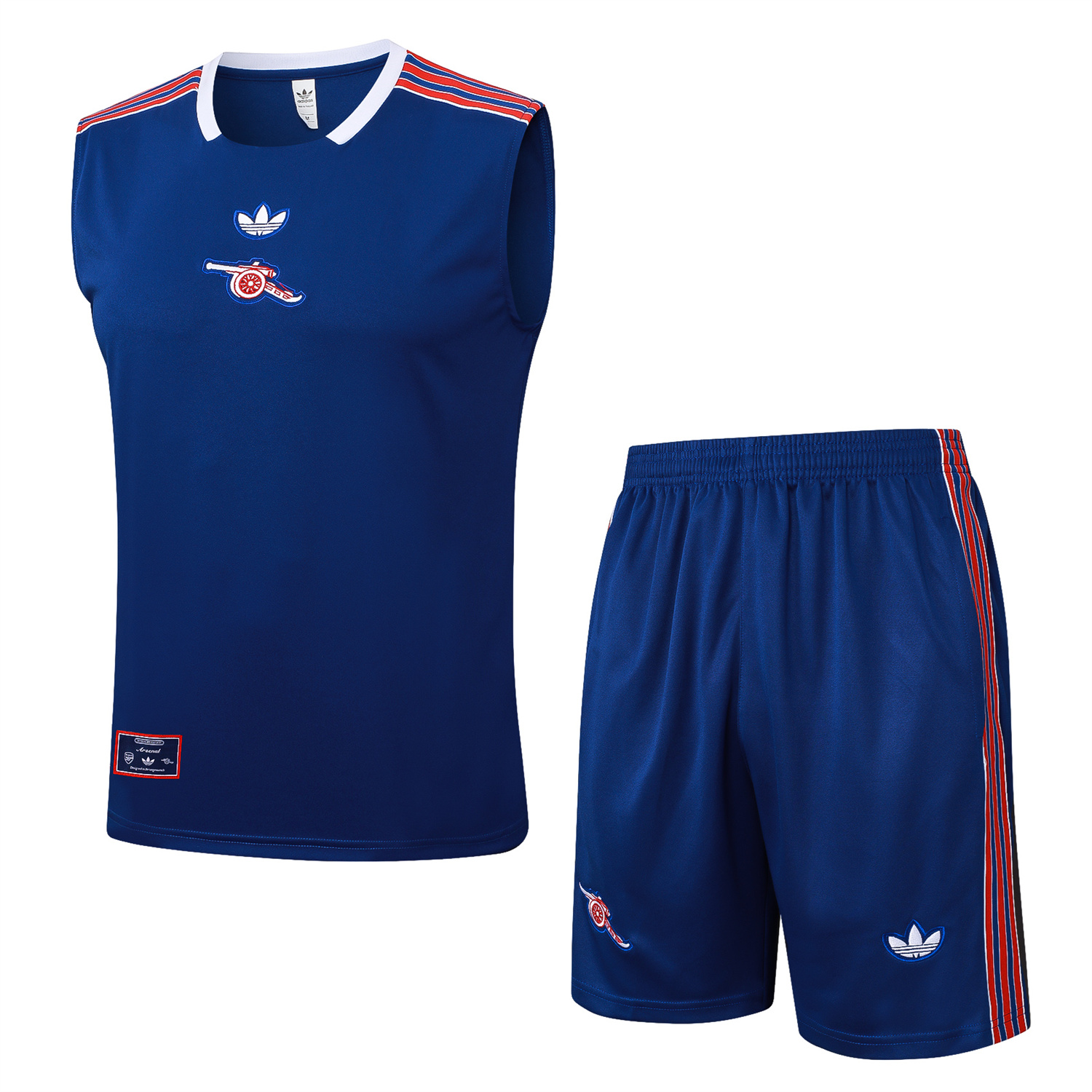 TKH-turbokithub-Arsenal 25-26 Throwback Trefoil Vest Training Set - Royal Blue Vest and Shorts