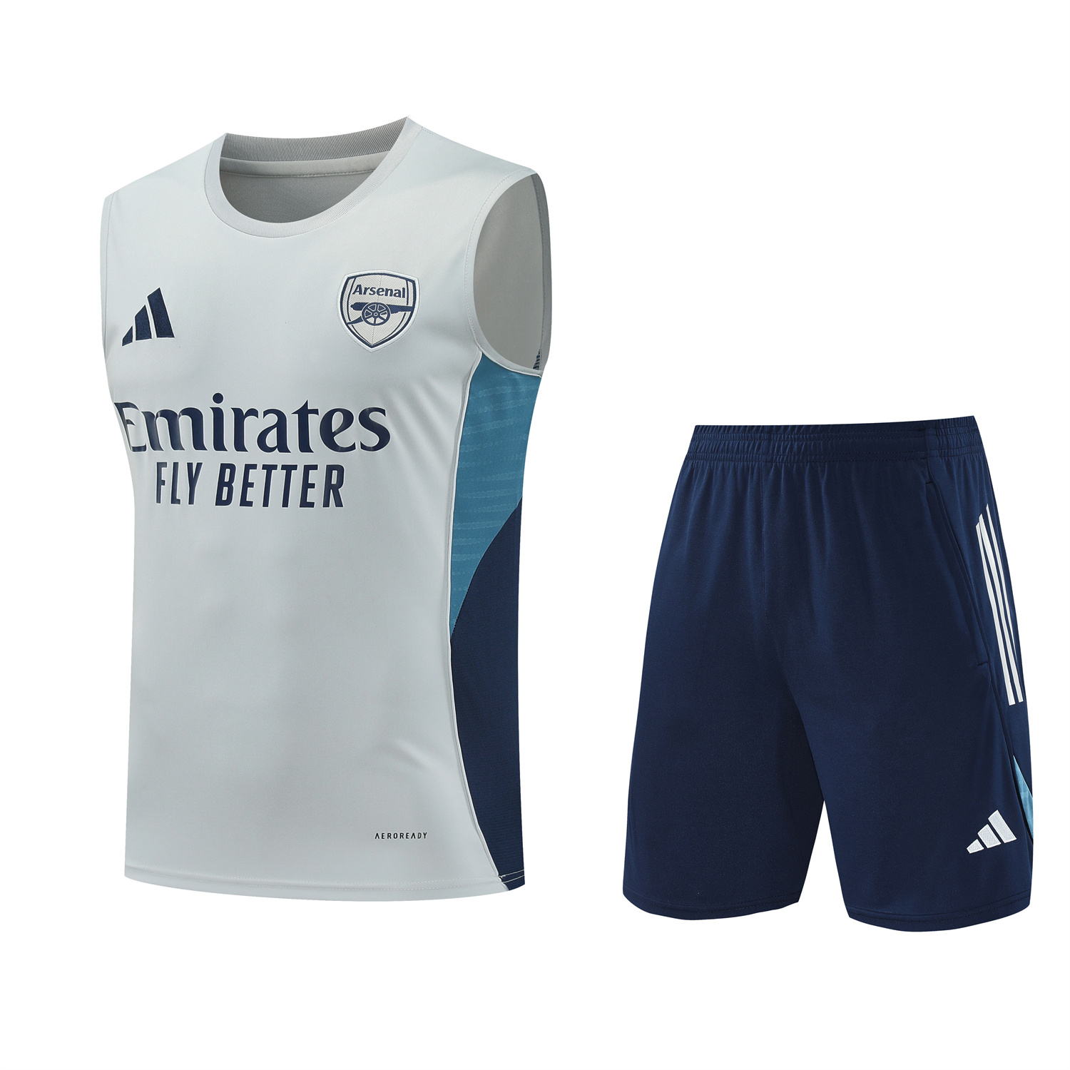 TKH-turbokithub-Arsenal 25-26 Vest Training Set - Grey Top & Deep Blue Shorts