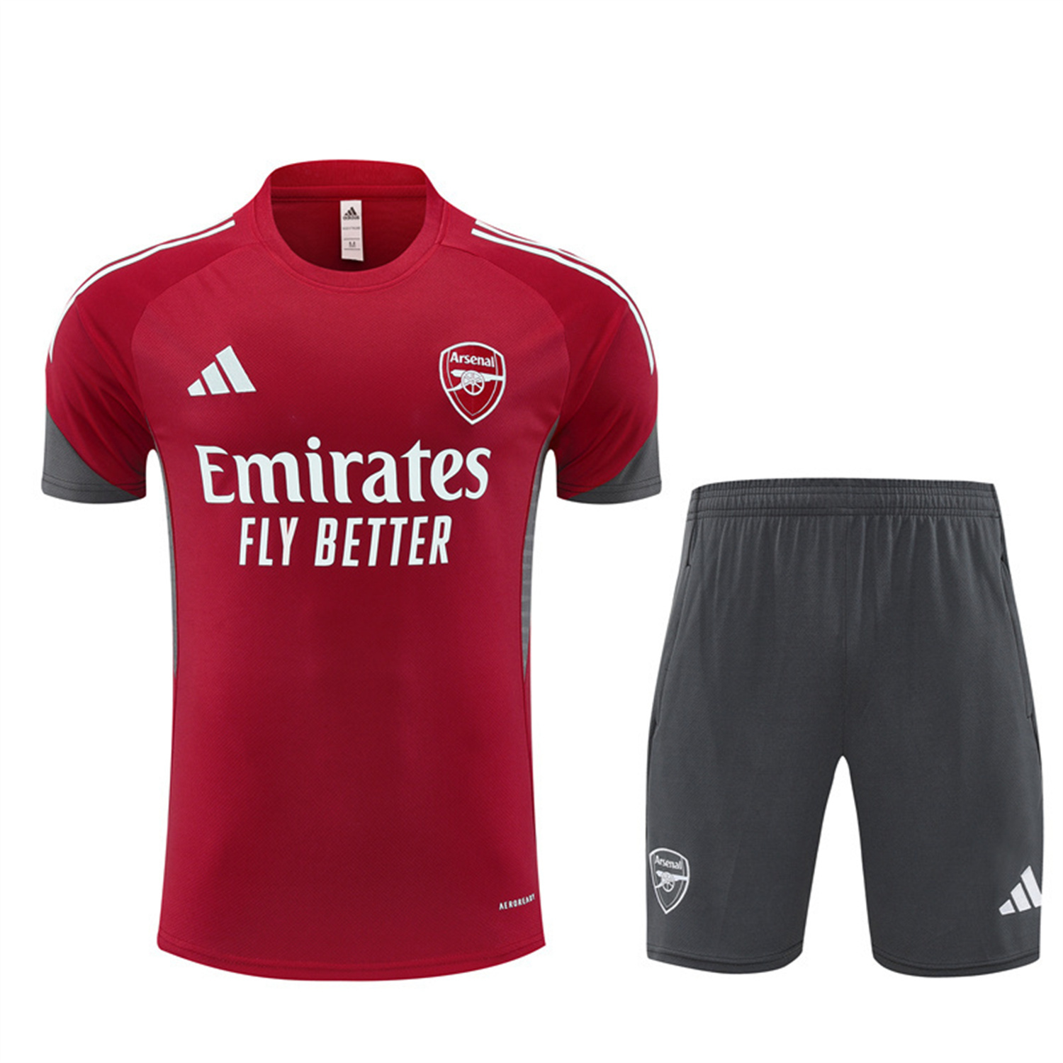TKH-turbokithub-Arsenal 25-26 Kids Short-Sleeve Training Set - Red Top & Green Shorts