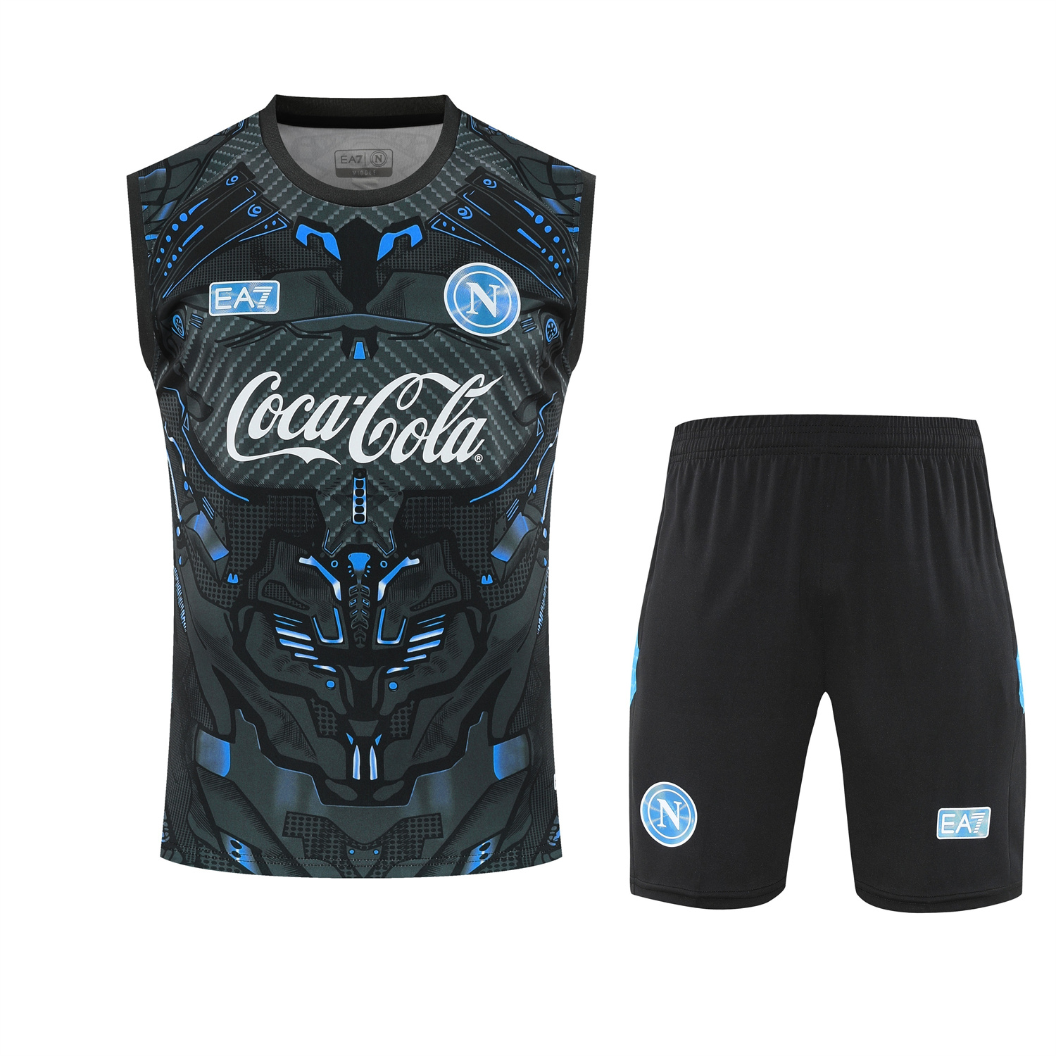 TKH-turbokithub-Napoli 25-26 Vest Training Set - Black Mecha Vest & Black Shorts