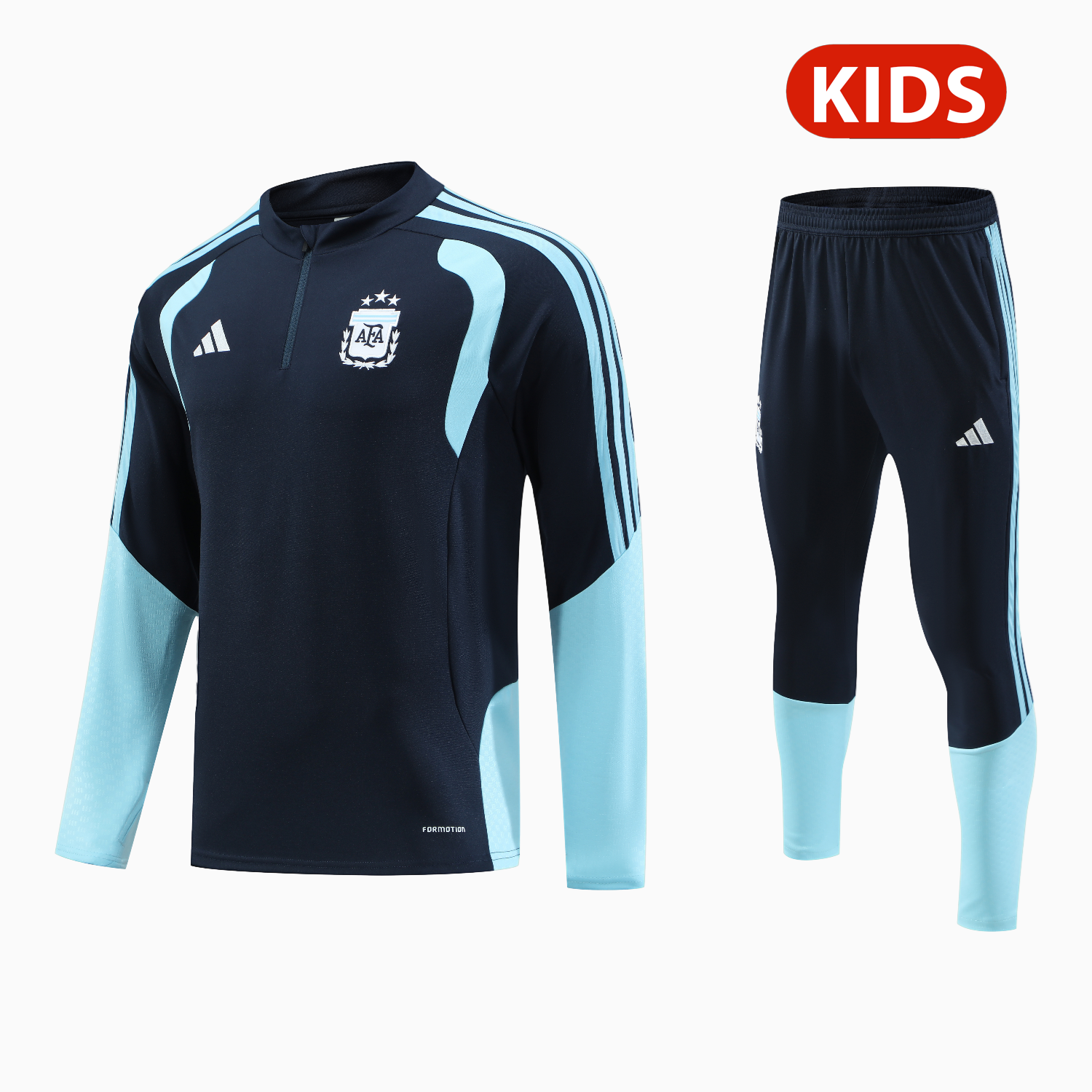 TKH-turbokithub-Argentina 2026 Kids Long Sleeve Training Set - Blue Black Top & Pants