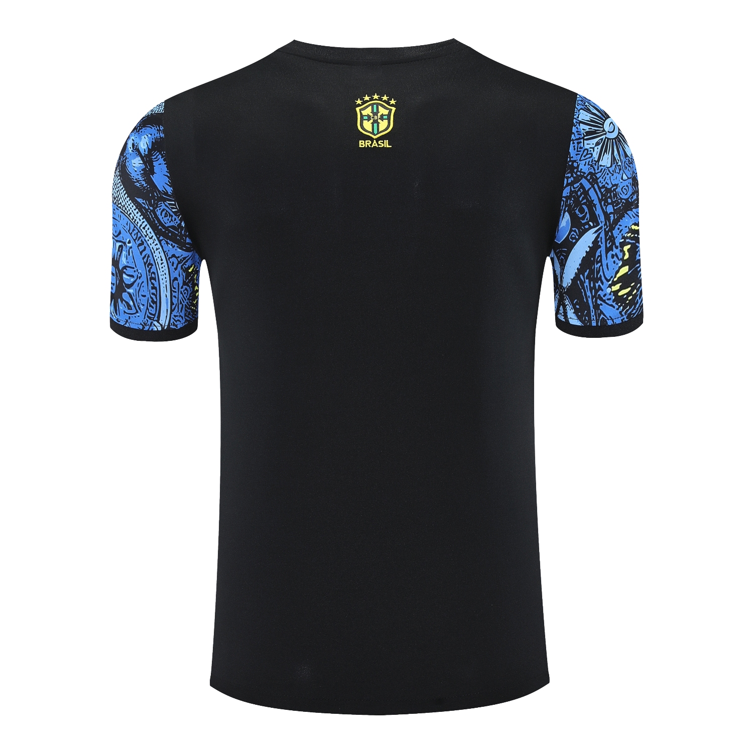 TKH-turbokithub-Brazil 25-26 Blue Jesus Statue Short-Sleeve Training Set - Blue Top & Black Shorts
