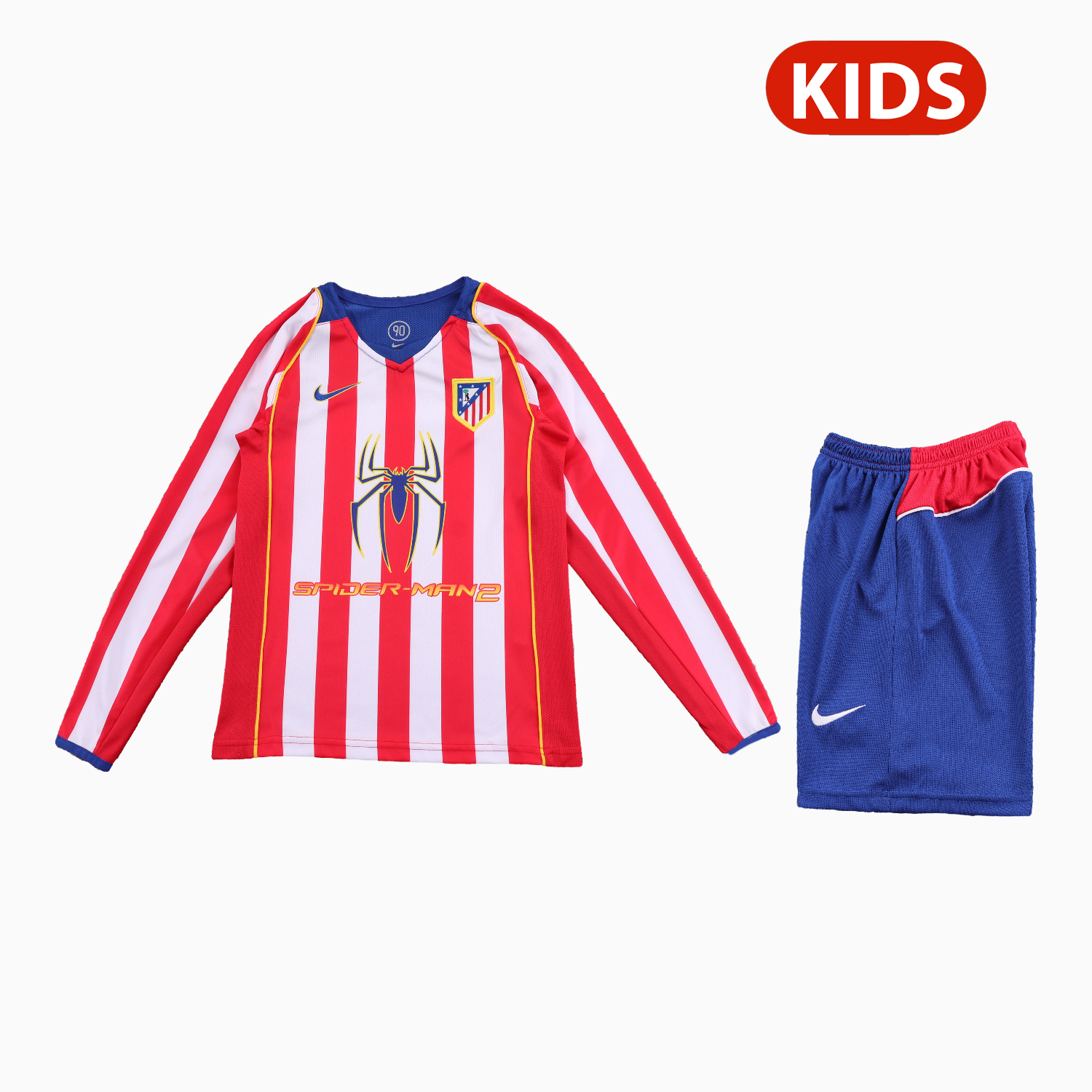 TKH-turbokithub-Retro Atletico Madrid 2004-05 Home S.p.i.d.e.r M.a.n Special Long Sleeves Kids Kit