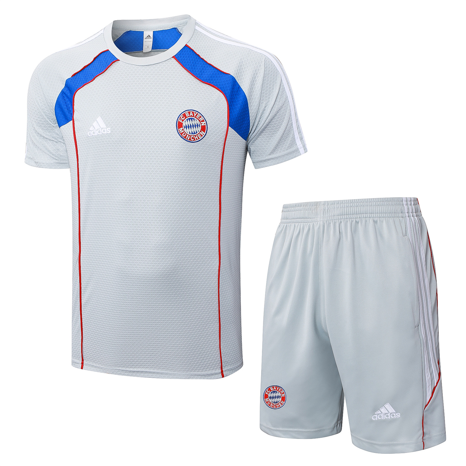 TKH-turbokithub-Bayern Munich 25-26 Short-Sleeve Training Set - Grey Throwback Top & Shorts