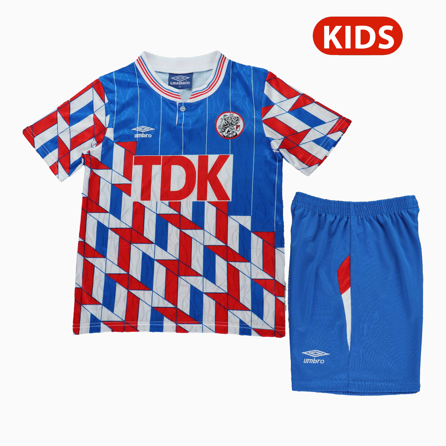 TKH-turbokithub-Retro Ajax 1989-90 Away Kids Kit