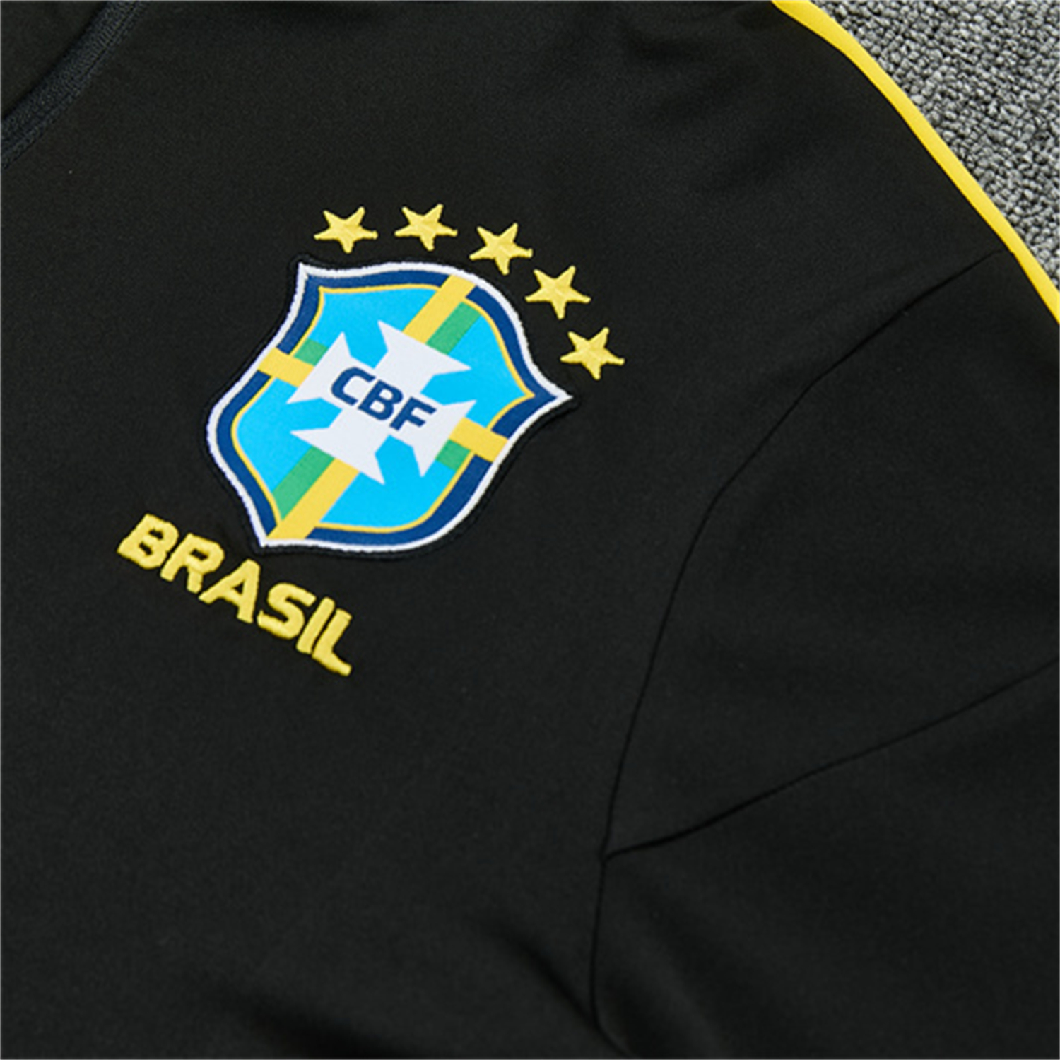 TKH-turbokithub-Brazil X JD 2026 Long Sleeves Training Set - Black Top And Black Yellow Pants