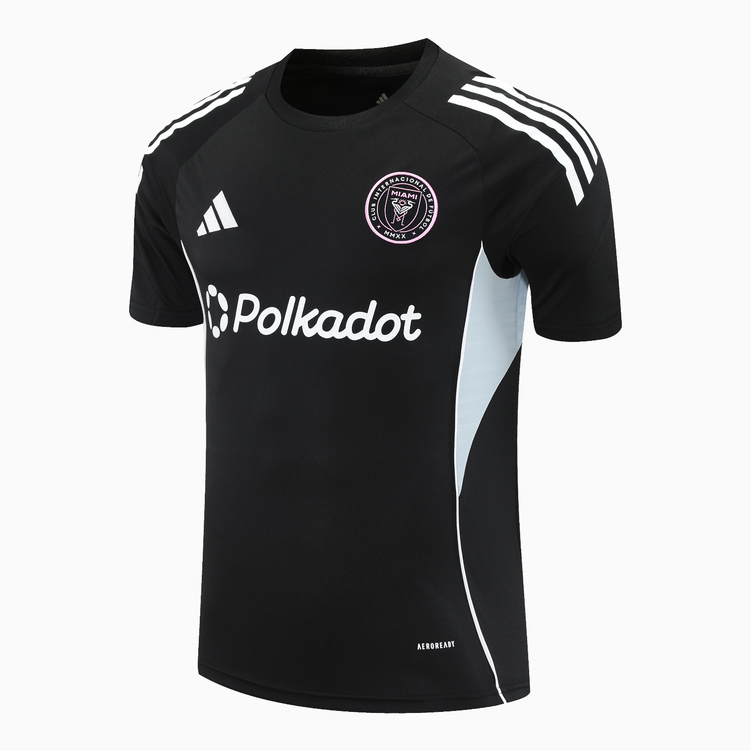 TKH-turbokithub-INT M.A.M 25-26 Short-Sleeve Training Set - Light Grey Stripes Black Top & Black Shorts