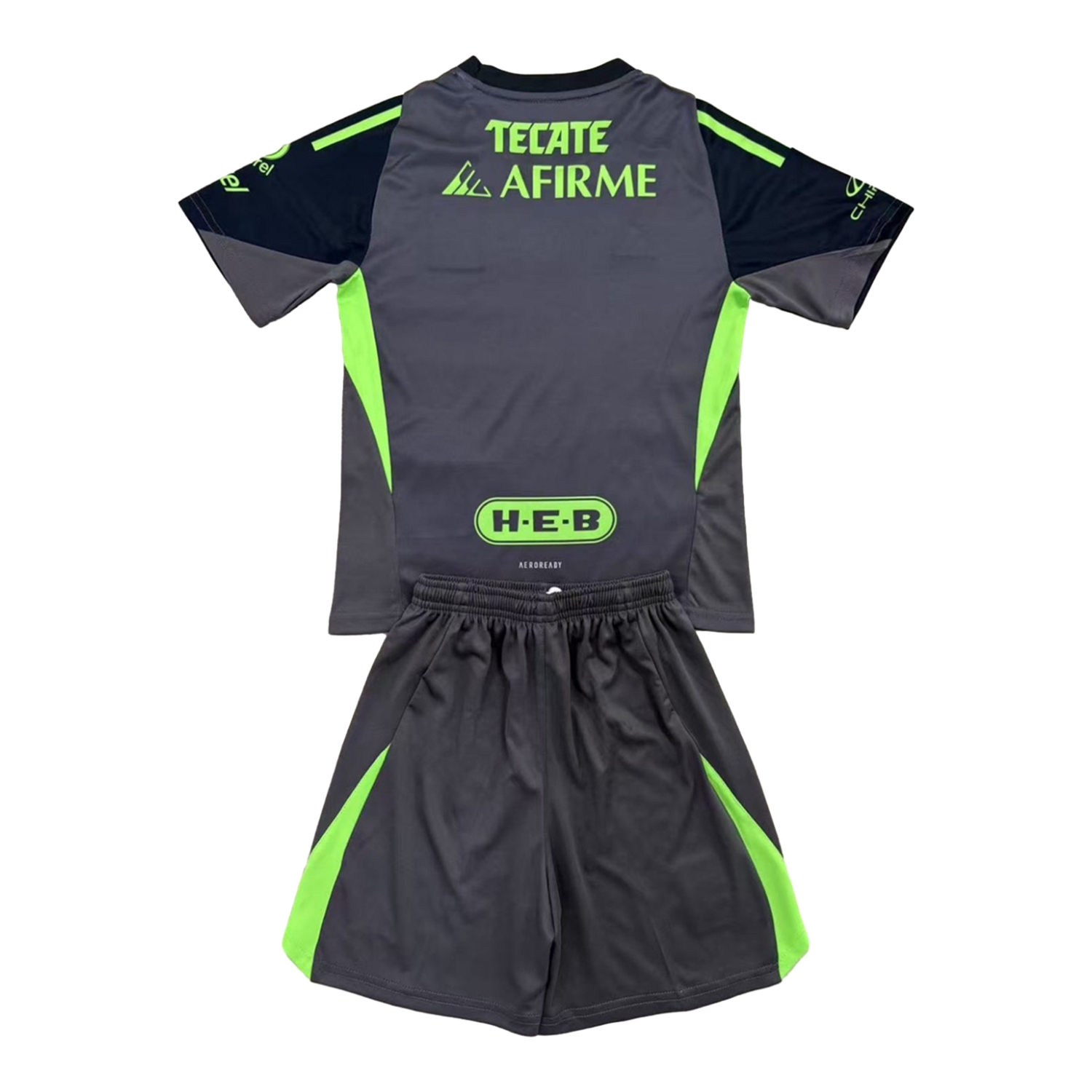 TKH-turbokithub-Tigres UANL 25-26 Grey Black Goalkeeper Kids Kit