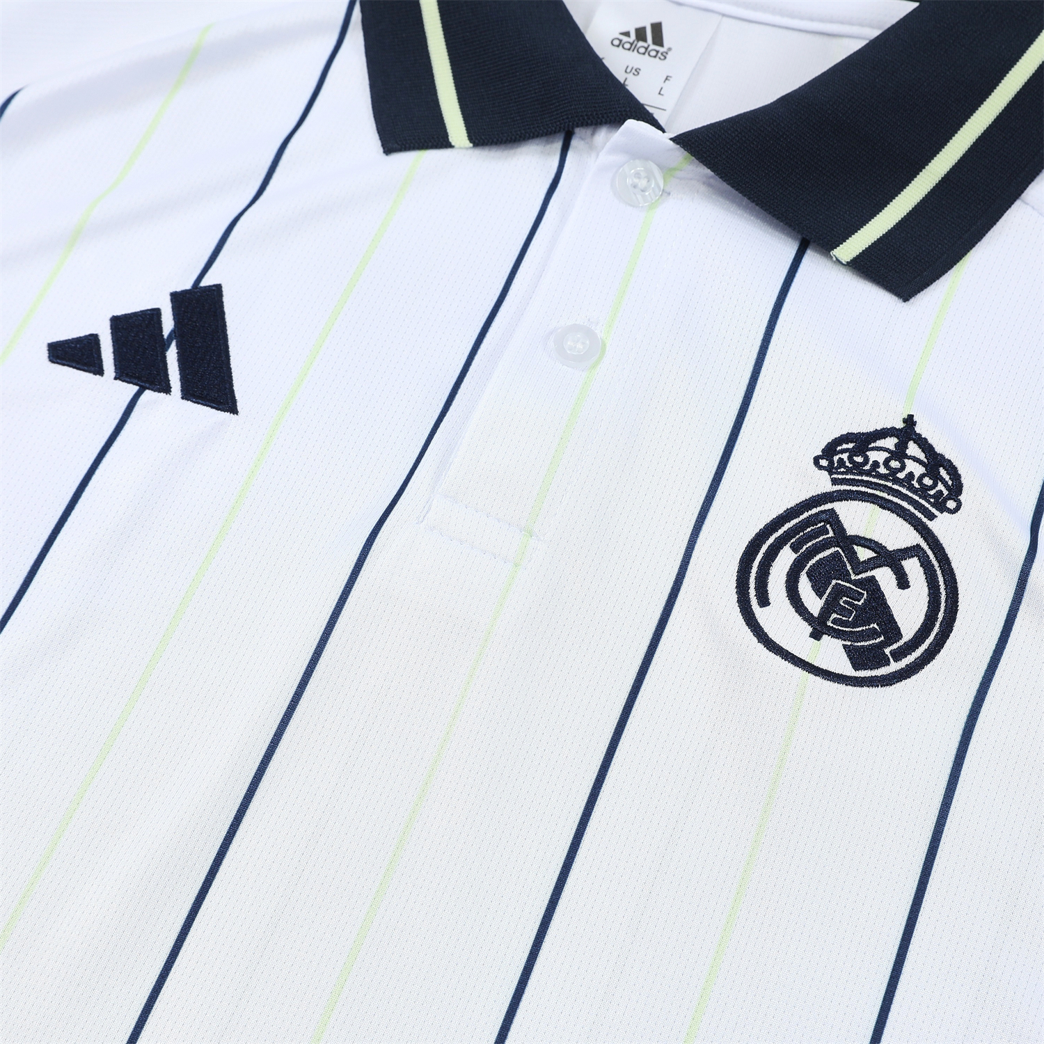 TKH-turbokithub-Real Madrid 25-26 POLO Short-Sleeve Training Set - Black Line White Top and Black Pants