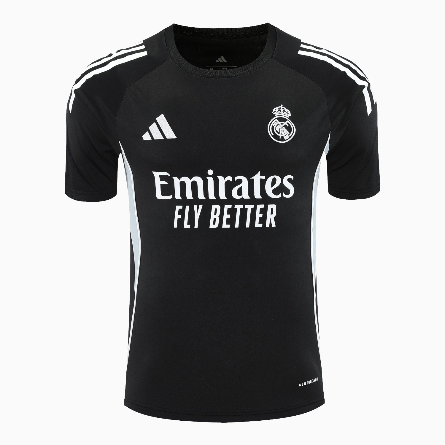 TKH-turbokithub-Real Madrid 25-26 Short-Sleeve Training Set - Light Grey Stripes Black Top & Black Shorts
