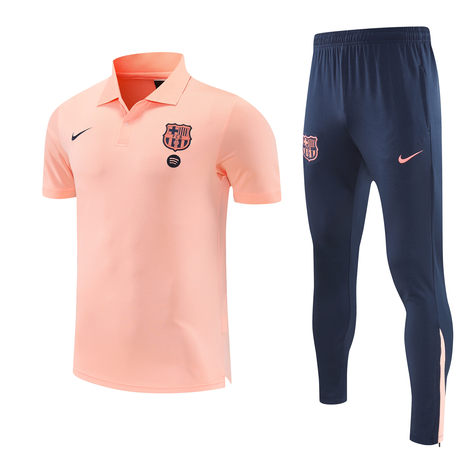 TKH-turbokithub-Barcelona 25-26 POLO Short-Sleeve Training Set - Pink Top and Dark Blue Pants
