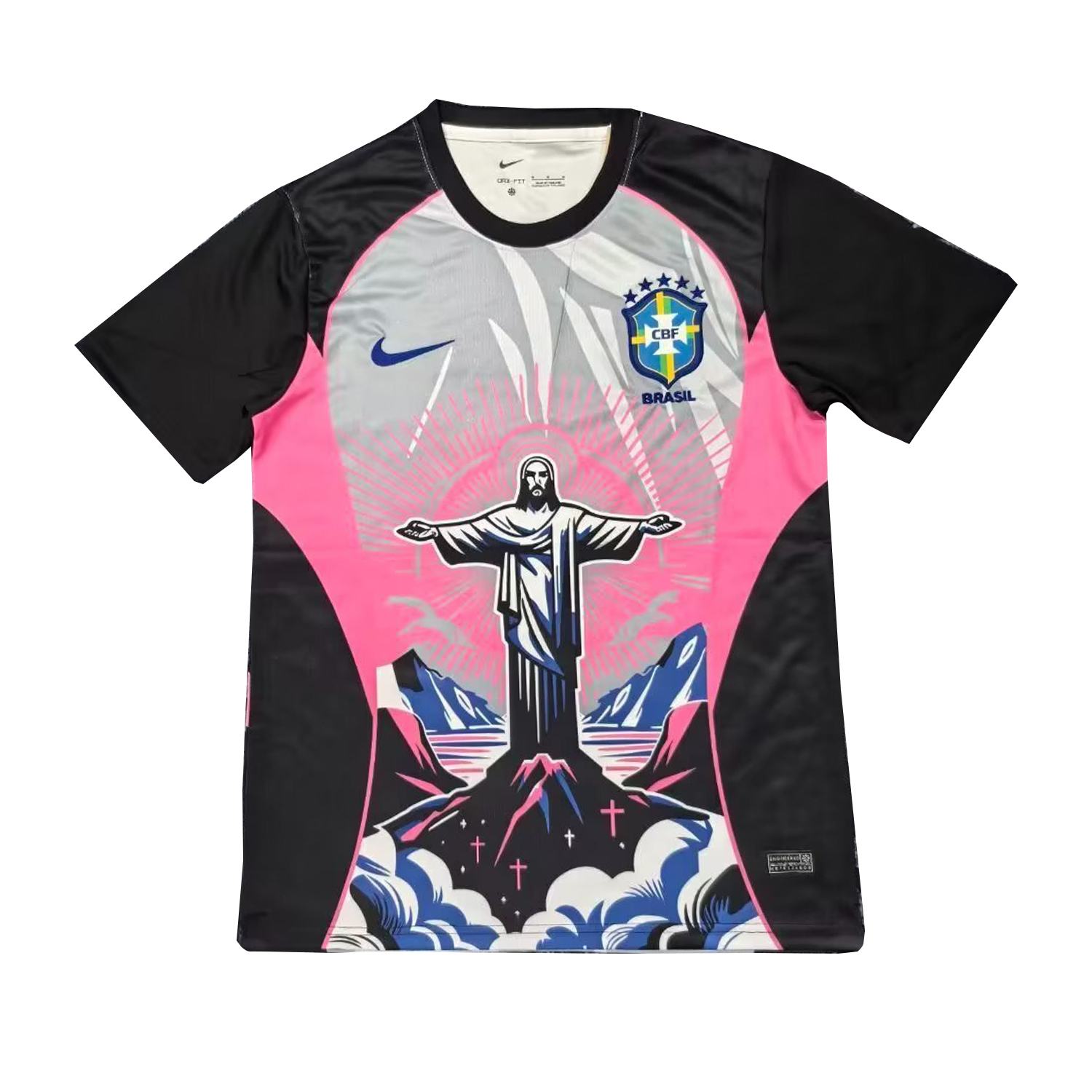 TKH-turbokithub-Brazil 25-26 Jesus Pink And Black Jersey - Fans Version